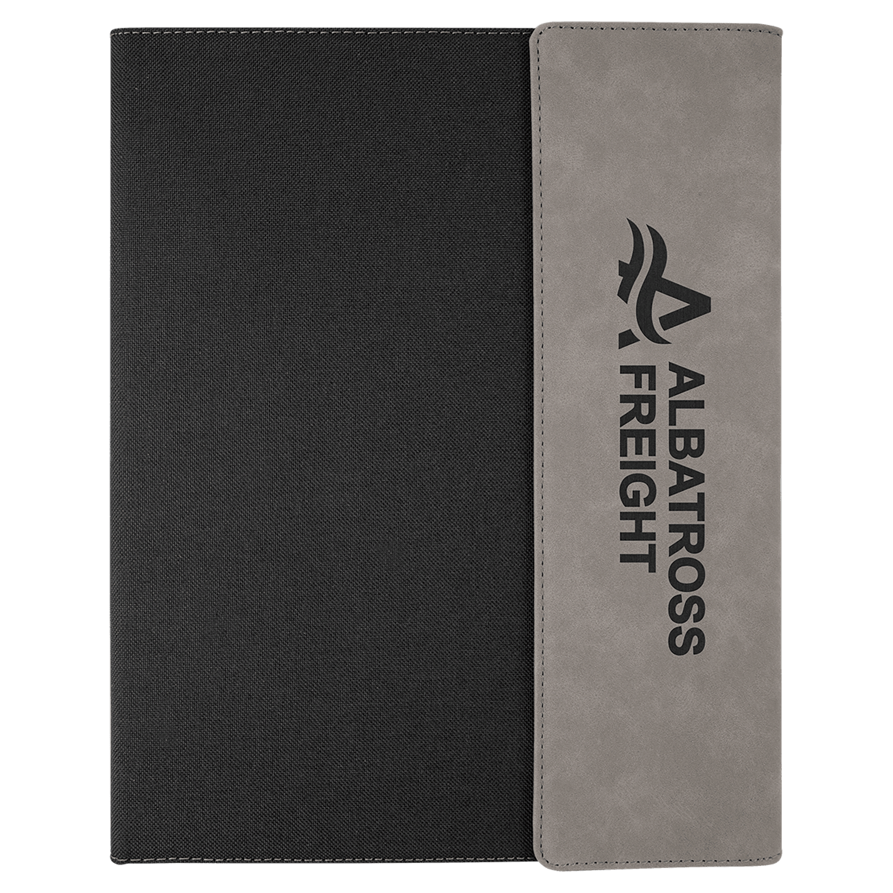 9 1/2" x 12" Gray/Black Leatherette Canvas Portfolio W Notepad