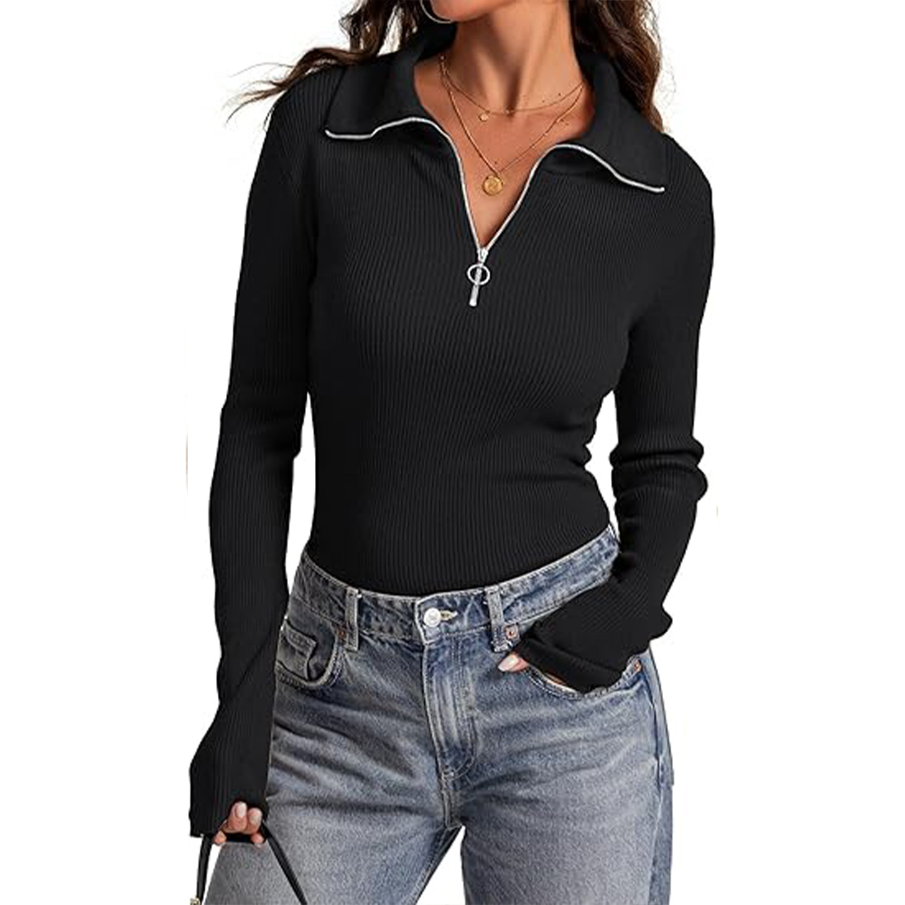 Long Sleeved Slim fit Ribbed Knit Sweater, custom hoodie or sweatshirt with logo imprint 22