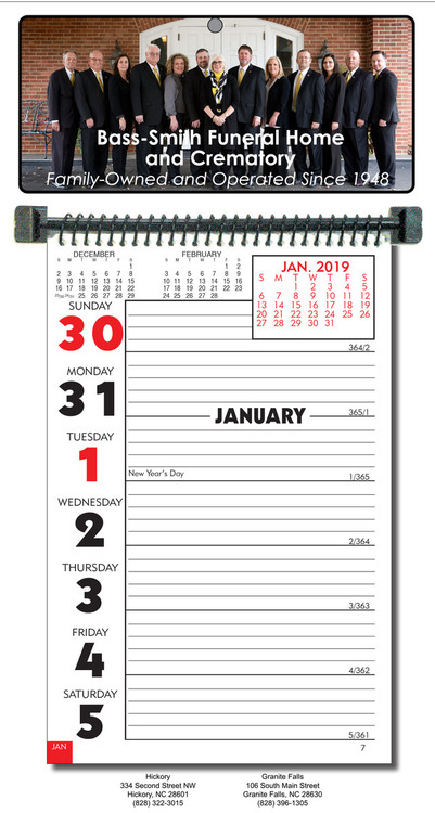 Custom Almanac Week at a Glance Wall Calendar 4 Color Mount 