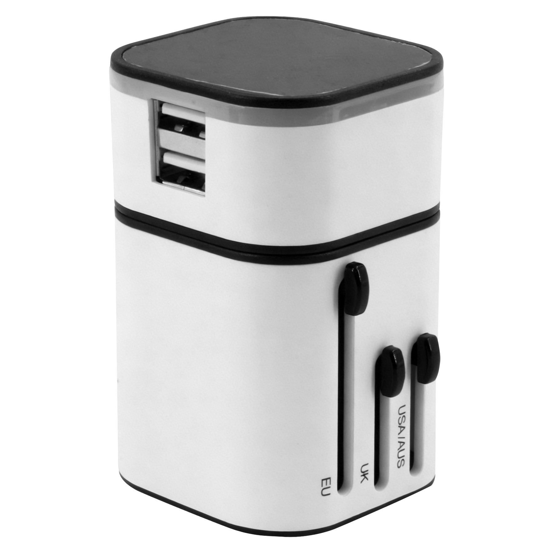 International Universal Travel Adapter With Light Up Logo (2 USB) 4