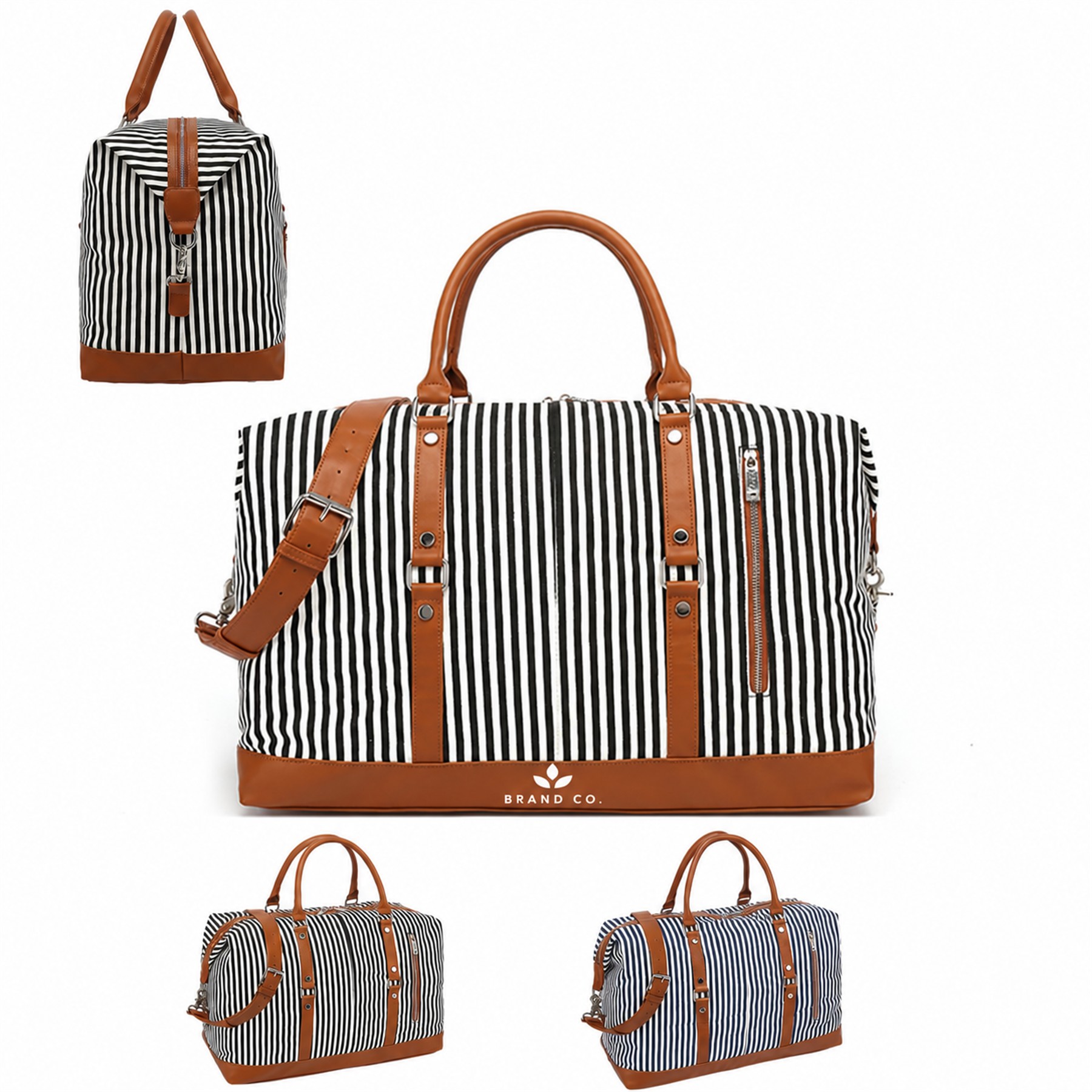 Custom Striped Duffel Bag for Travel