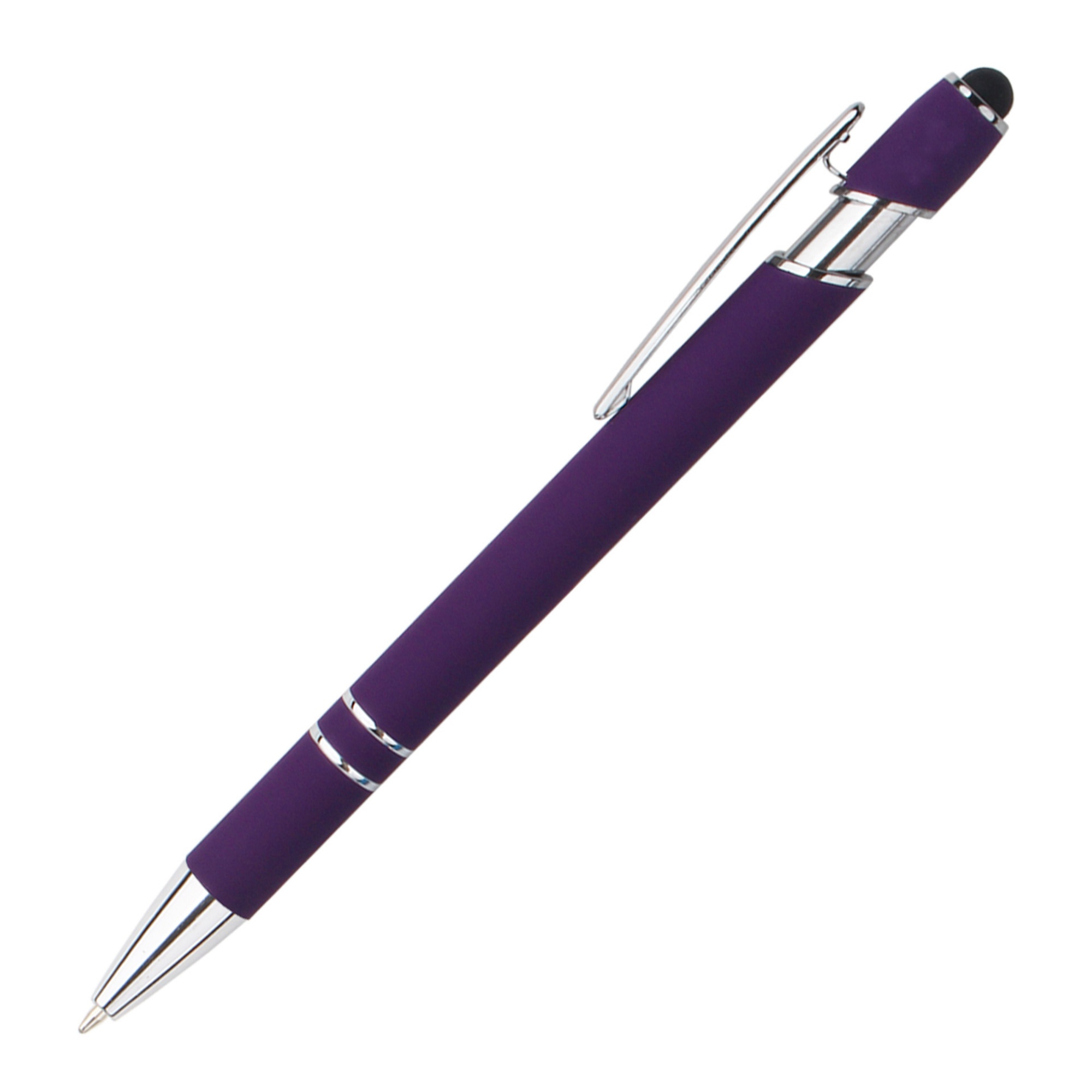 Retractable Metal Ballpoint Pen With Stylus Tip Black Ink 28