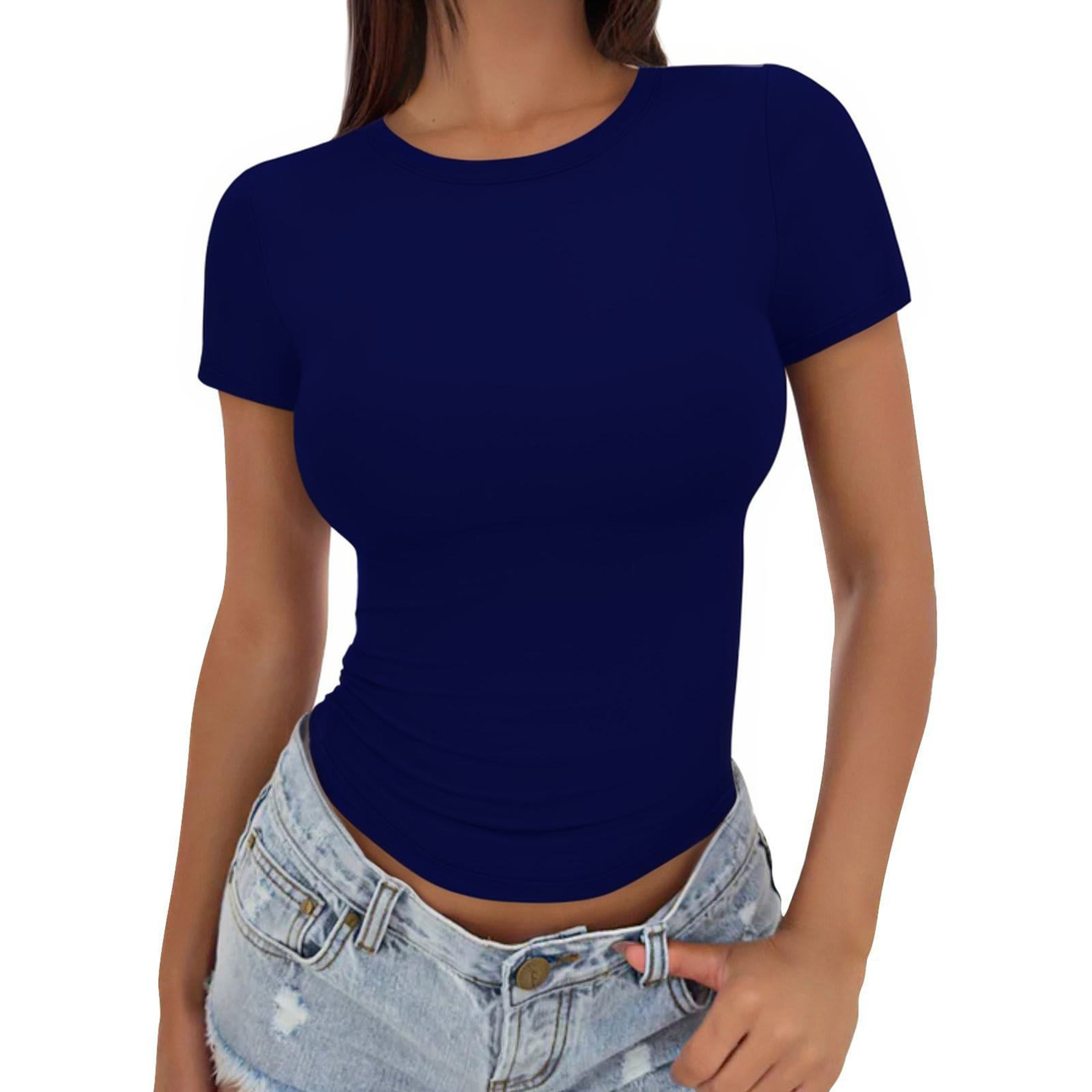 Gym Women's T shirt Summer Top Crop Short Sleeves 42