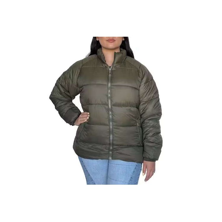 Women's Solid Puffer Jackets Olive 1XL-3XL 2