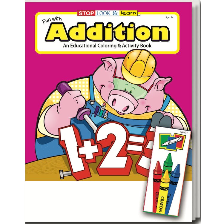 Fun with Addition Coloring Book Sets - 4 Pack Crayons Ages 3-11 3