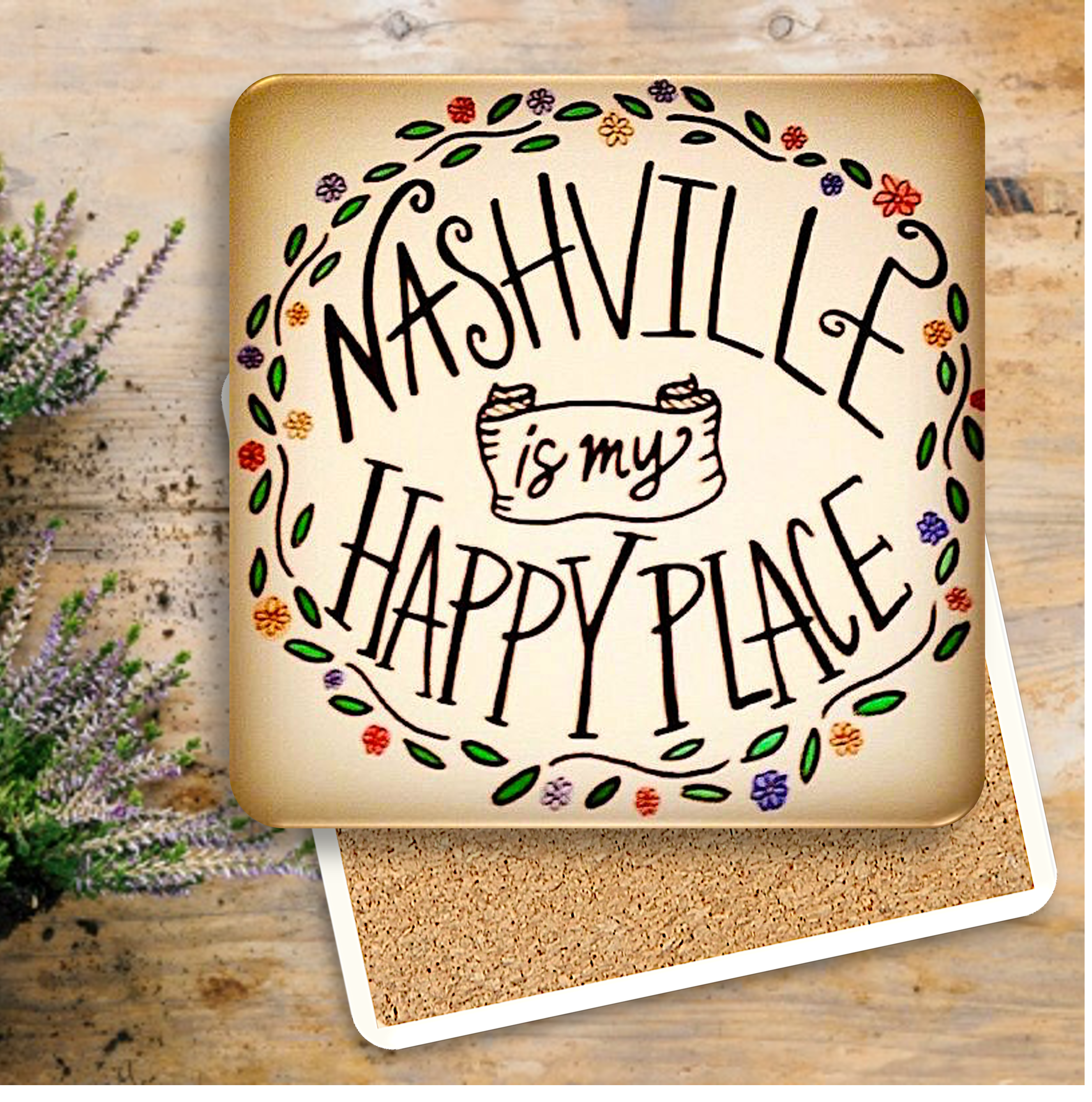 Square Absorbent Stone Coaster with Custom Print - Basic Print 15