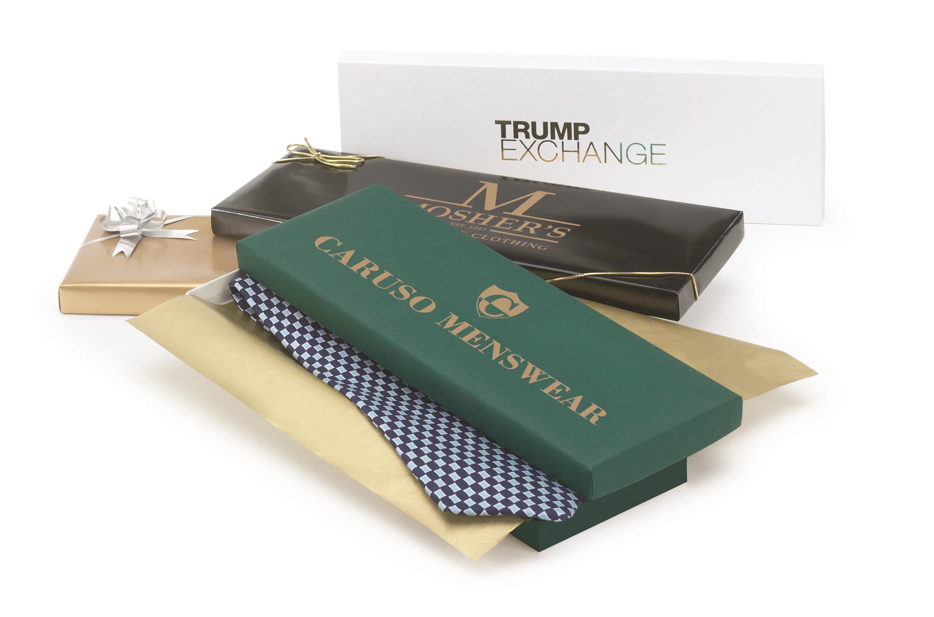 Rigid Set Up Tie Box - White/Natural Kraft 4