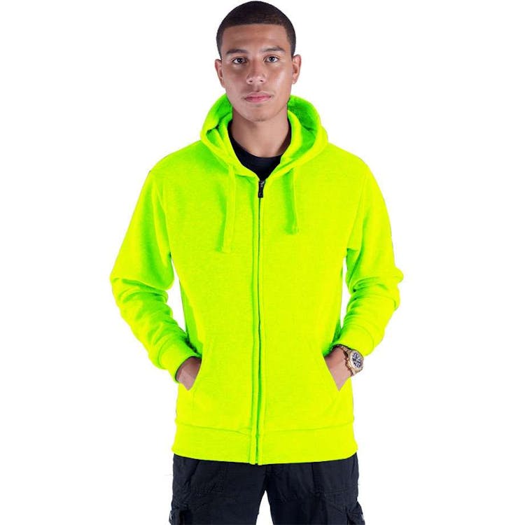 Men's Fleece Full Zip Hoodies - Size Large Safety Yellow, custom hoodie or sweatshirt with logo imprint 3