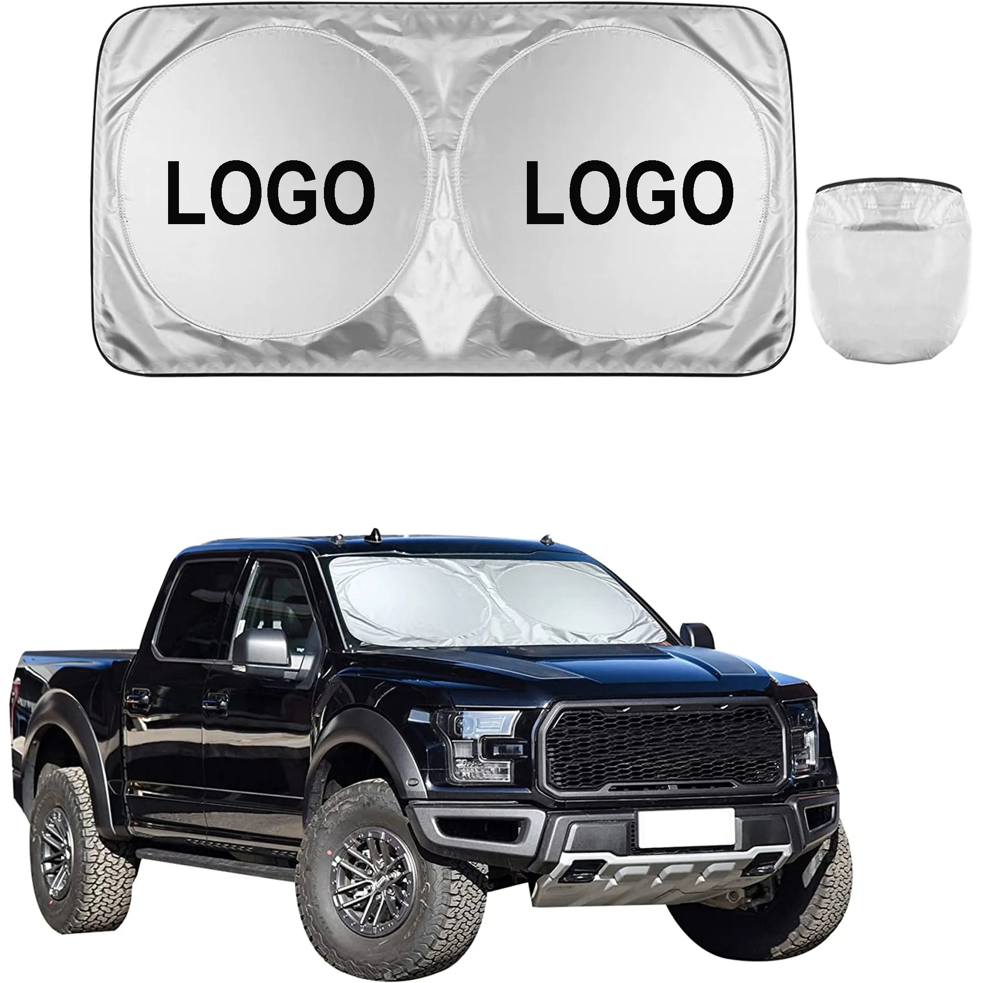 Car Windshield Sun Shade with Storage Pouch 4