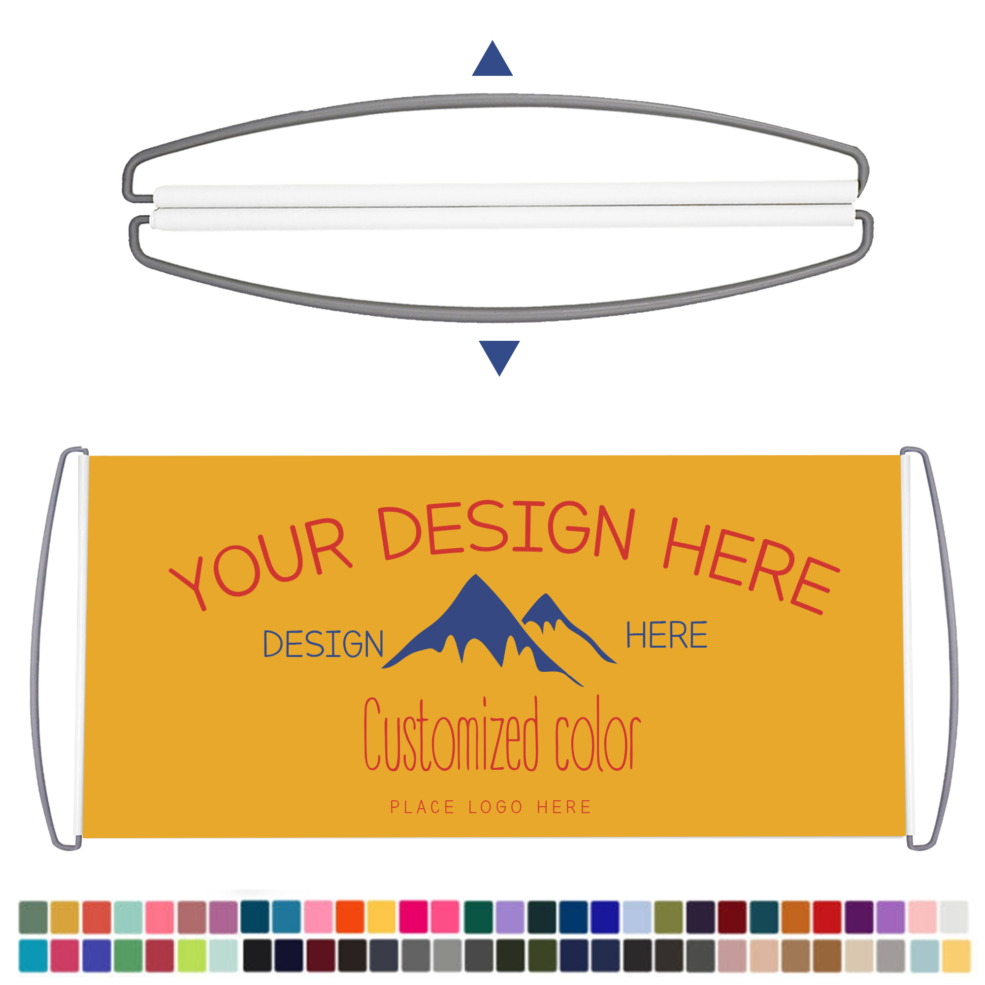MOQ 10 Retractable Hand Held Banner Flag Outdoor Full Color