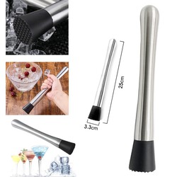 Stainless Steel Cocktail Muddler Lemon Hammer Swizzle Stick Ice Crusher