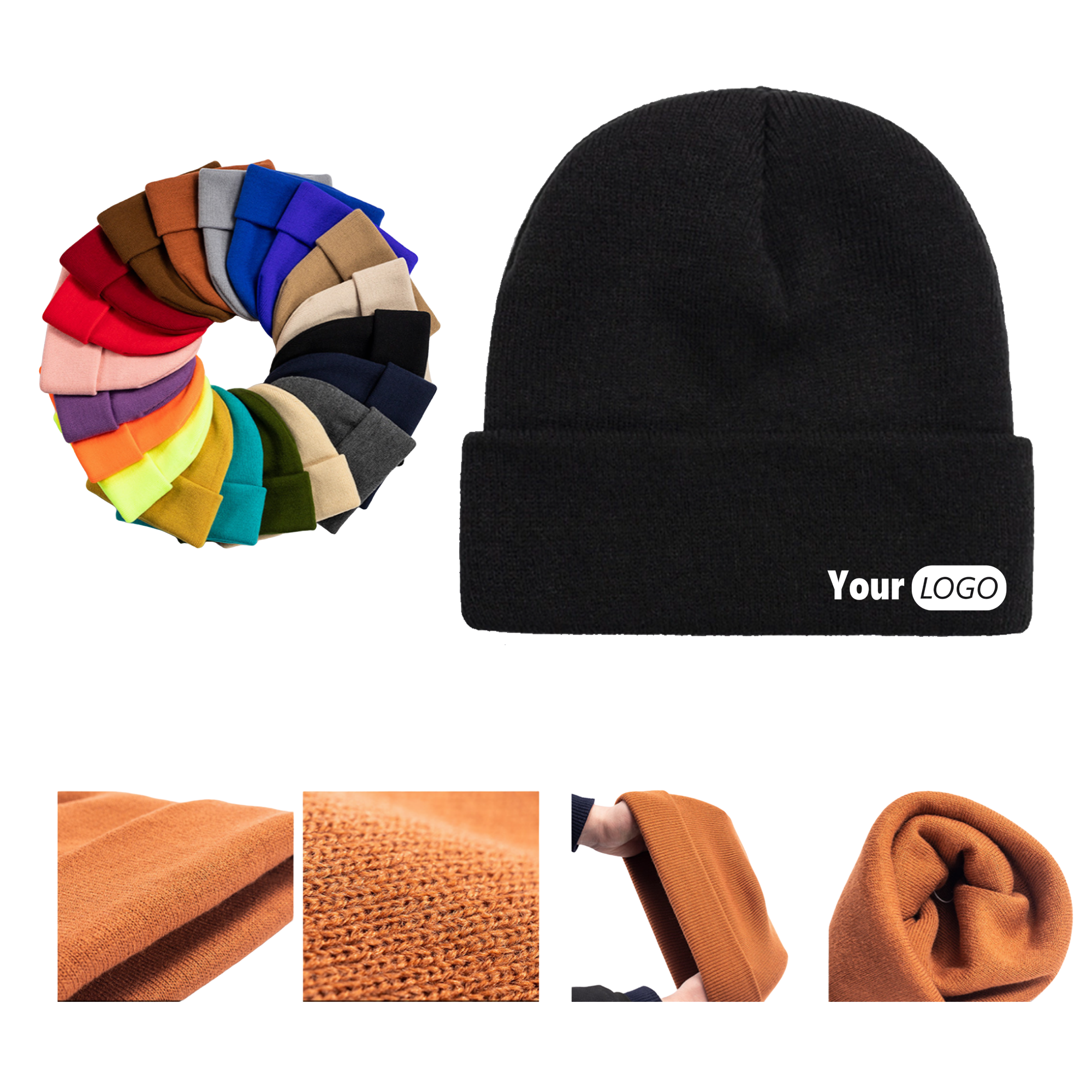 11 Inch Acrylic Knit Beanie Hat 2