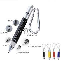 Multitool Touchscreen Pen with Ruler Carabiner Screwdriver