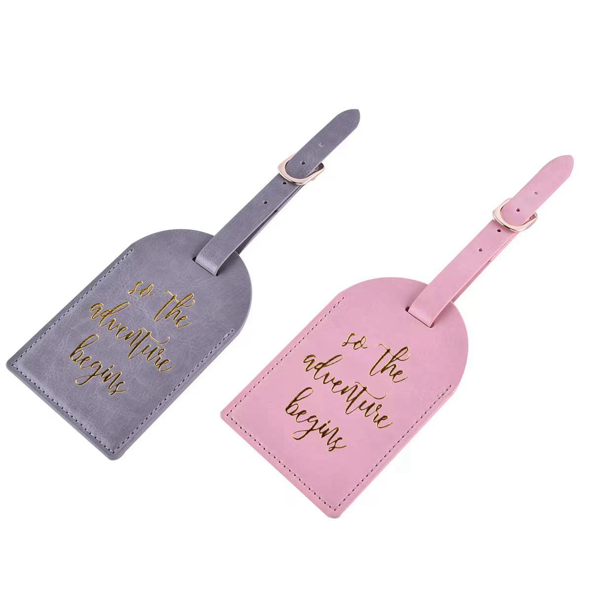Leather Luggage Tags Travel Bag Labels with Name ID Card 14