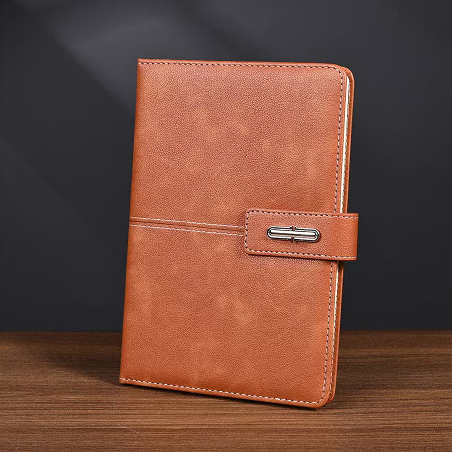 224-Page Reusable Notebook with Magnetic Buckle, Vegan Leather Cover