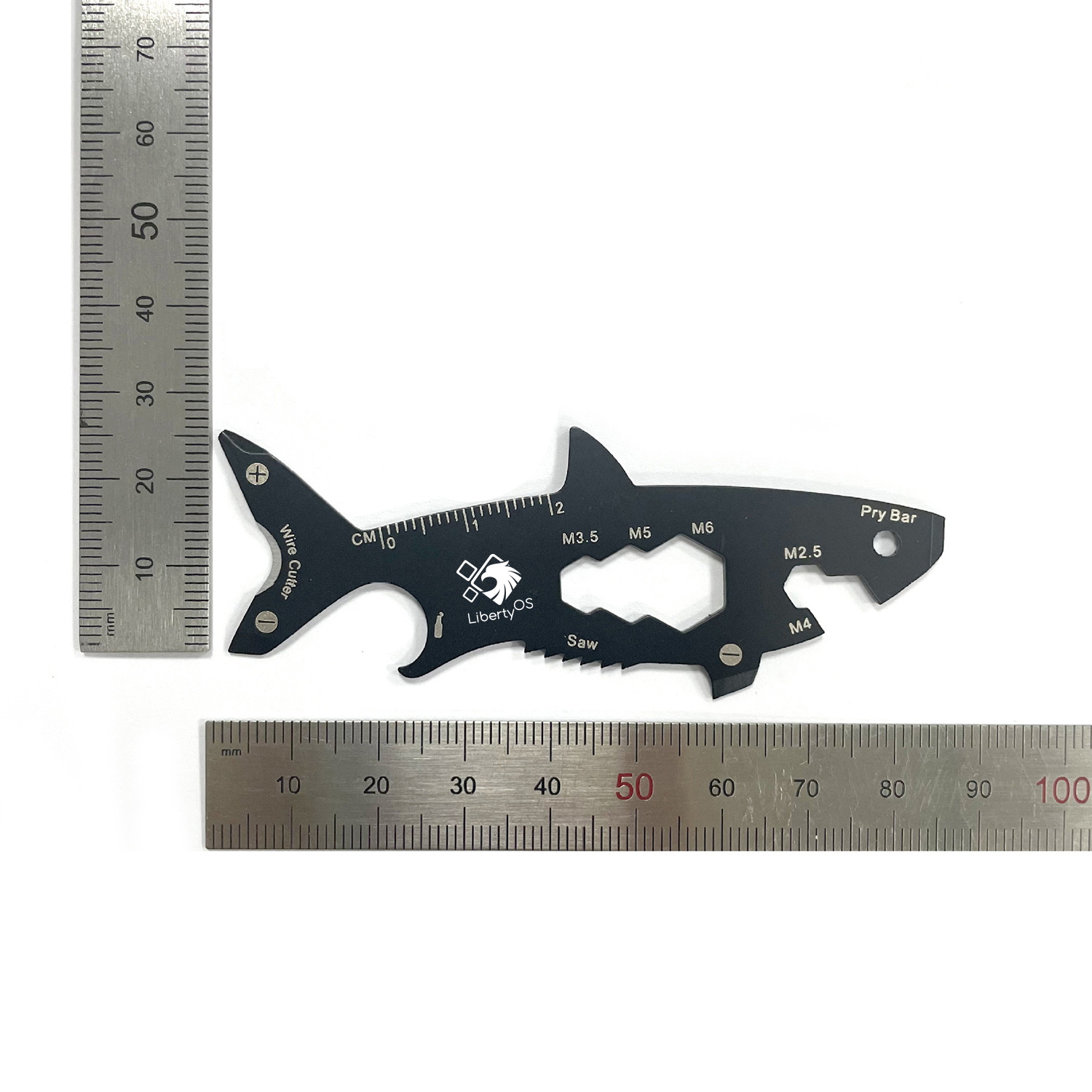 GearCard 15-in-1 Shark-Shaped Multi-Tool Card – Stainless Steel Wallet EDC Gadget 8