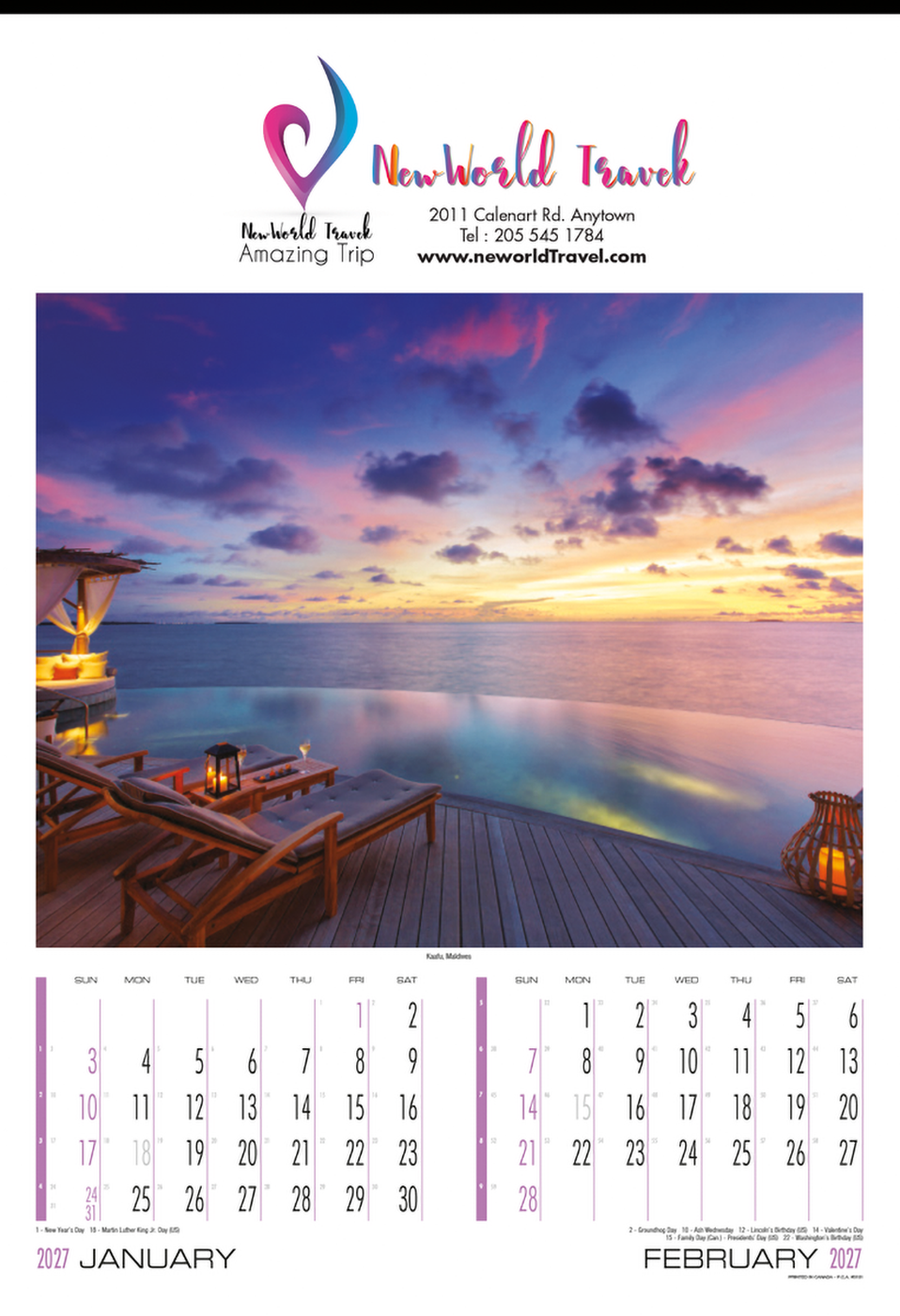 PCA 5151 Exotic Wall Calendar