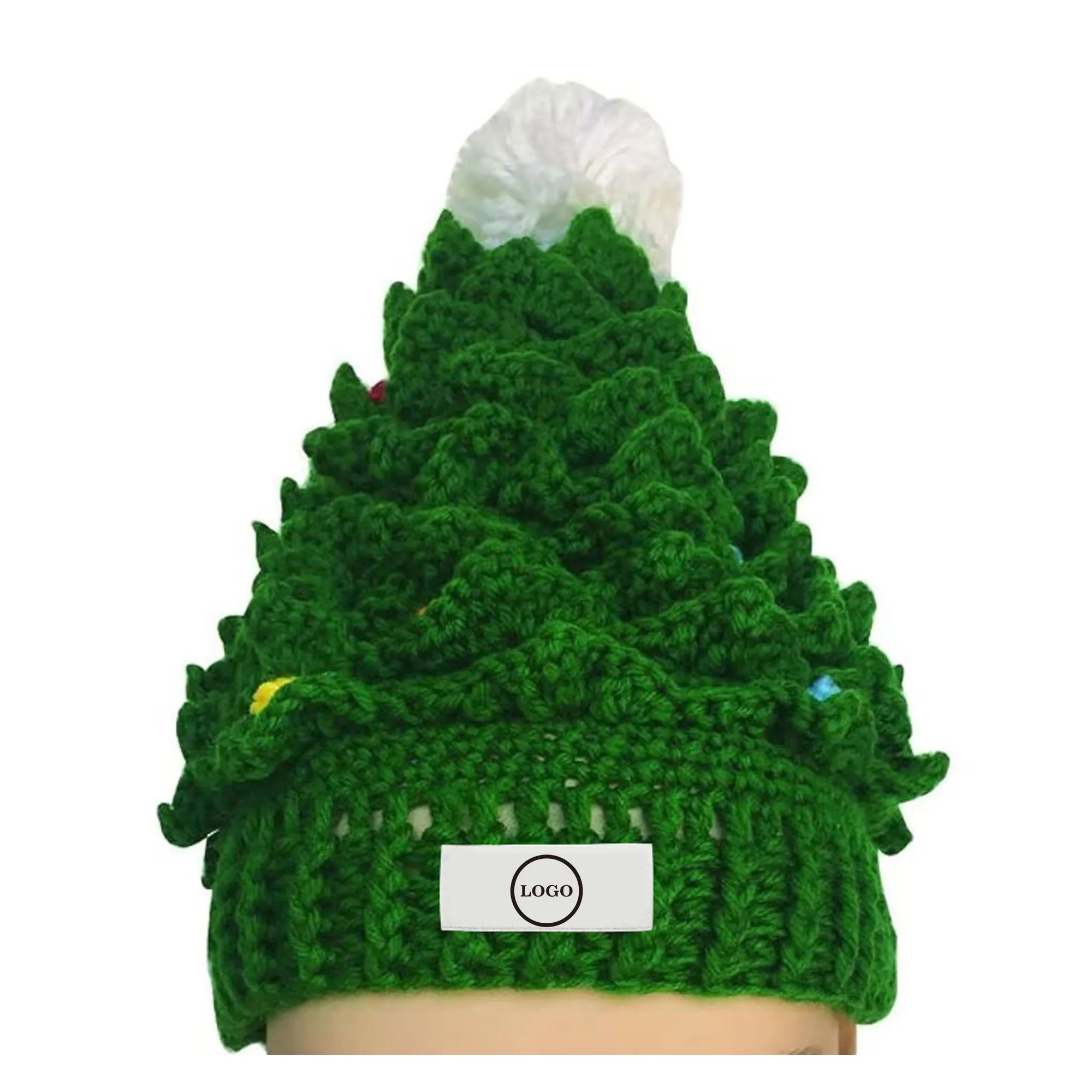 Christmas Tree het Hat With Pom-Pom 11