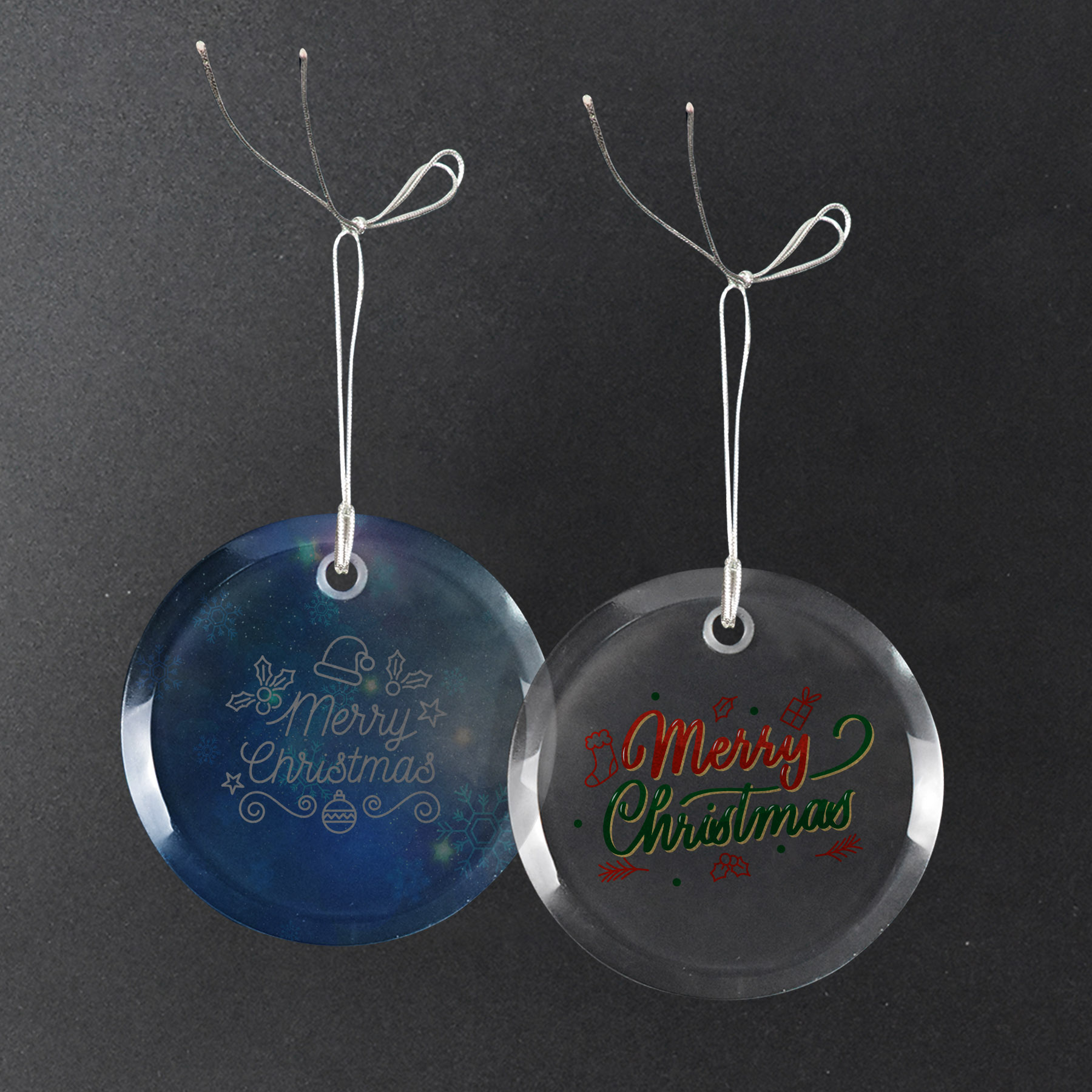 Gift Box 3" Round Clear Glass Ornament 21