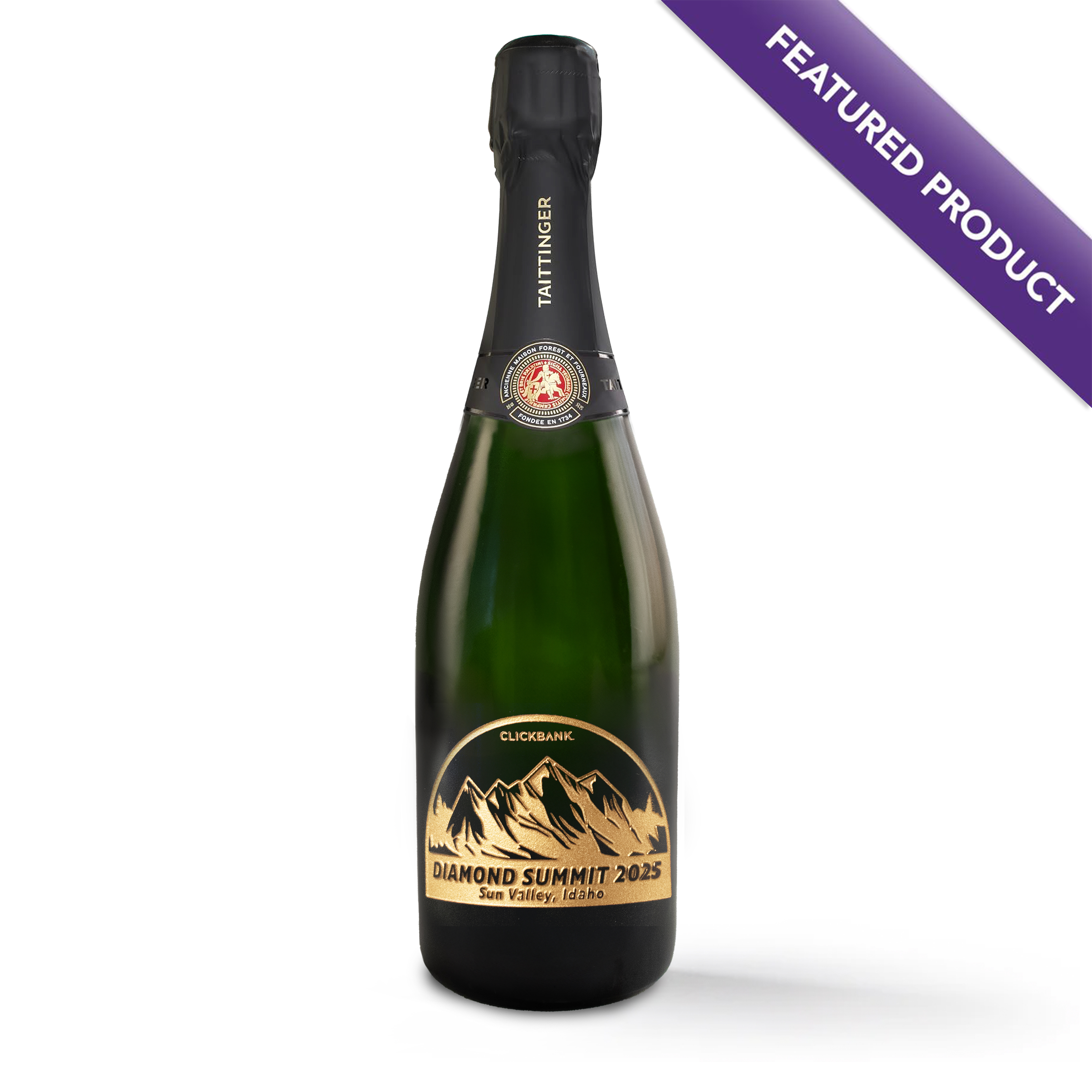Etched Taittinger Brut La Française Champagne Bottle 7