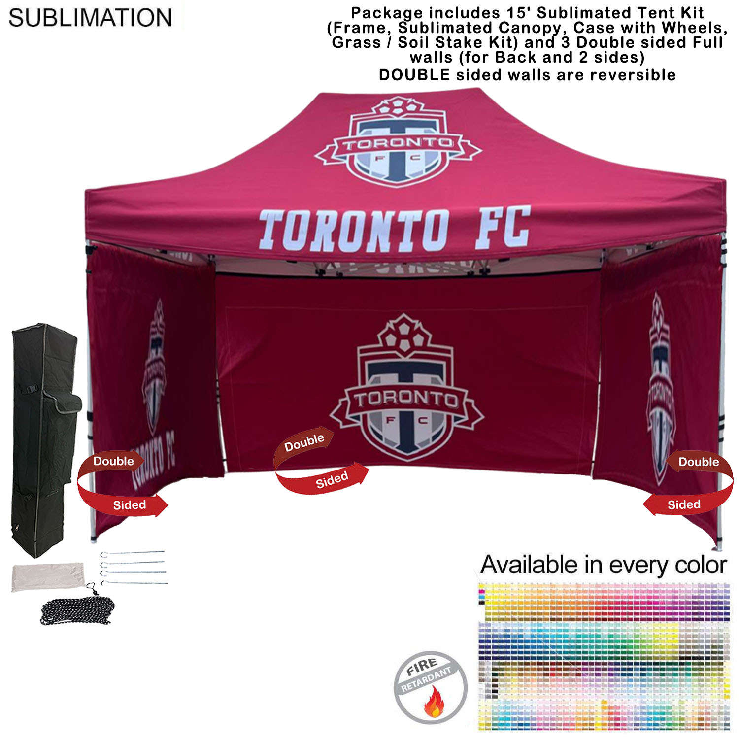 48Hr Quick Ship -Full Privacy Tent Package, 15' Tent kit, 3 DOUBLE sided Full walls (back & 2 sides) 24