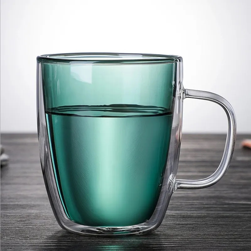 12 Oz Colored Double Walled Glass Coffee Mugs 10