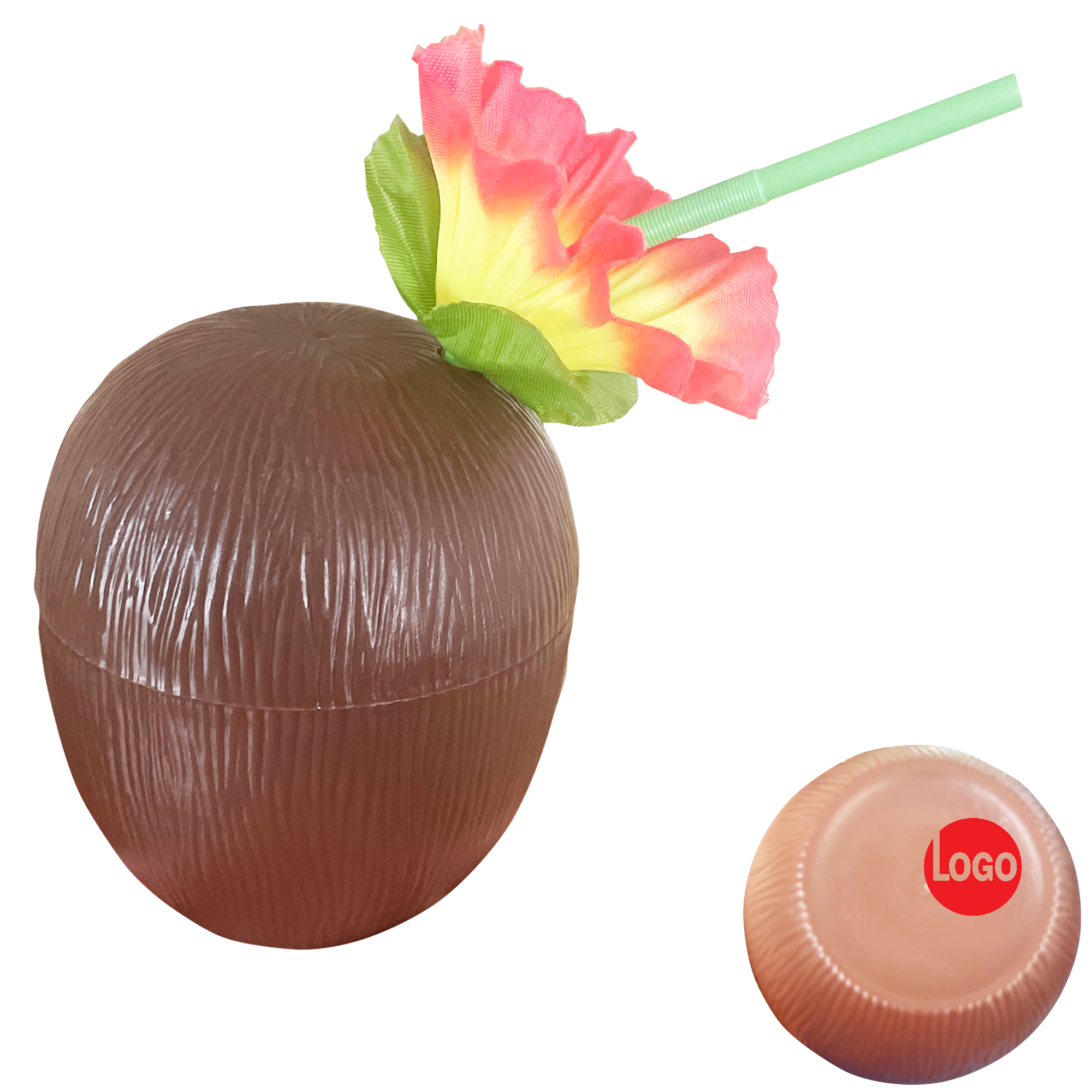 16oz Budget Coconut Cups with Flower Straws 5