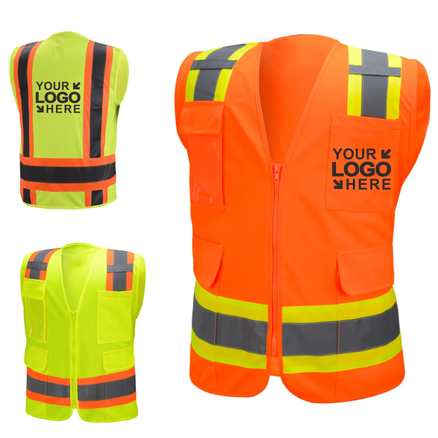 MOQ 50Pcs Customize High Visibility Two-Tone Safety Vest 5