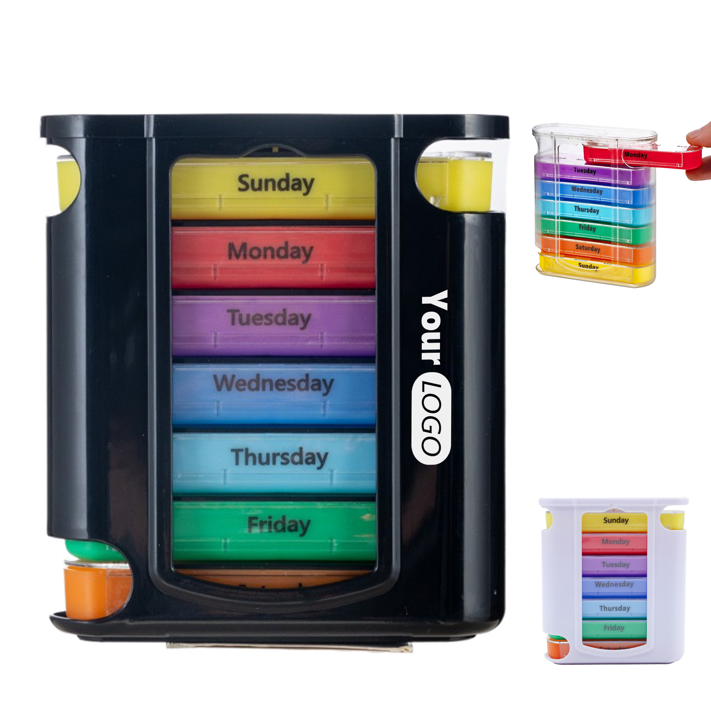 Pp 7-Day Pill Organizer With Color-Coded Compartments For Easy Medication Management 4