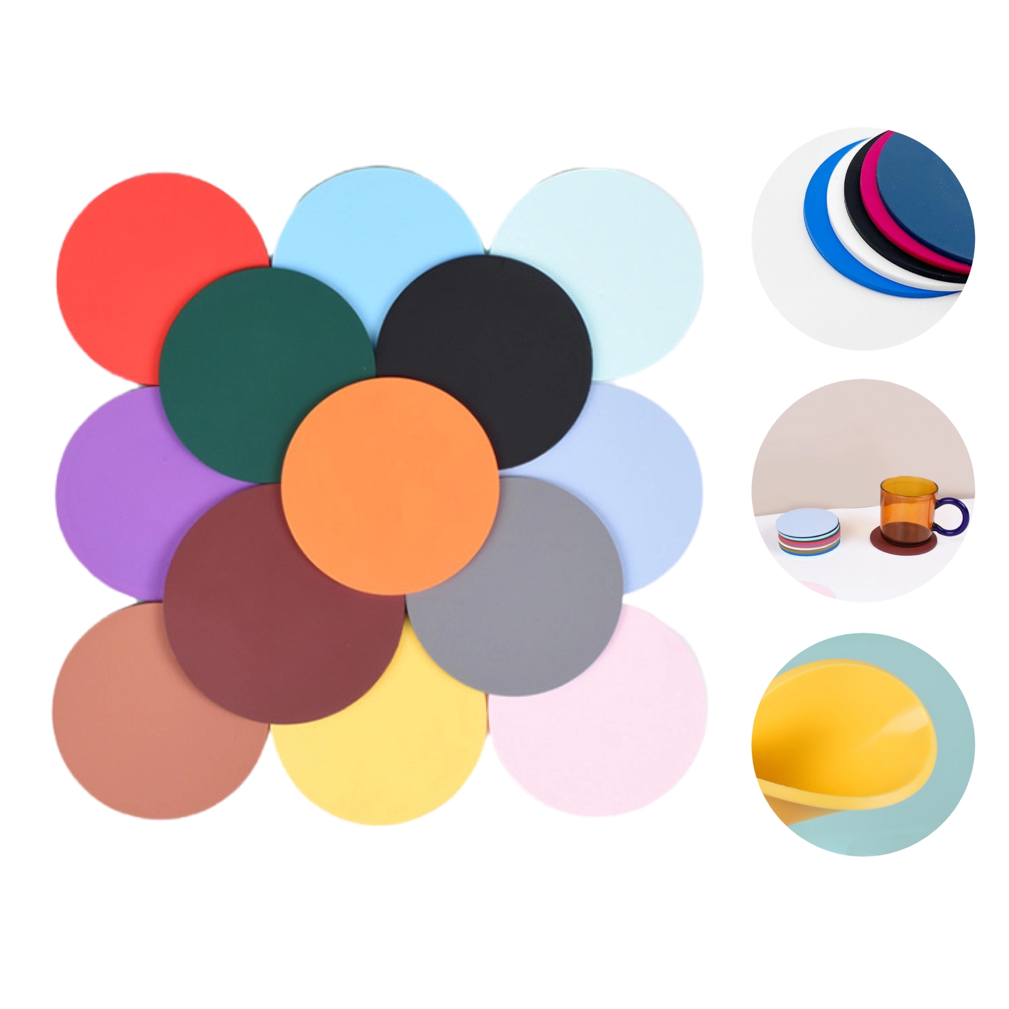 MOQ 50 Full Color PVC Round Coasters 26