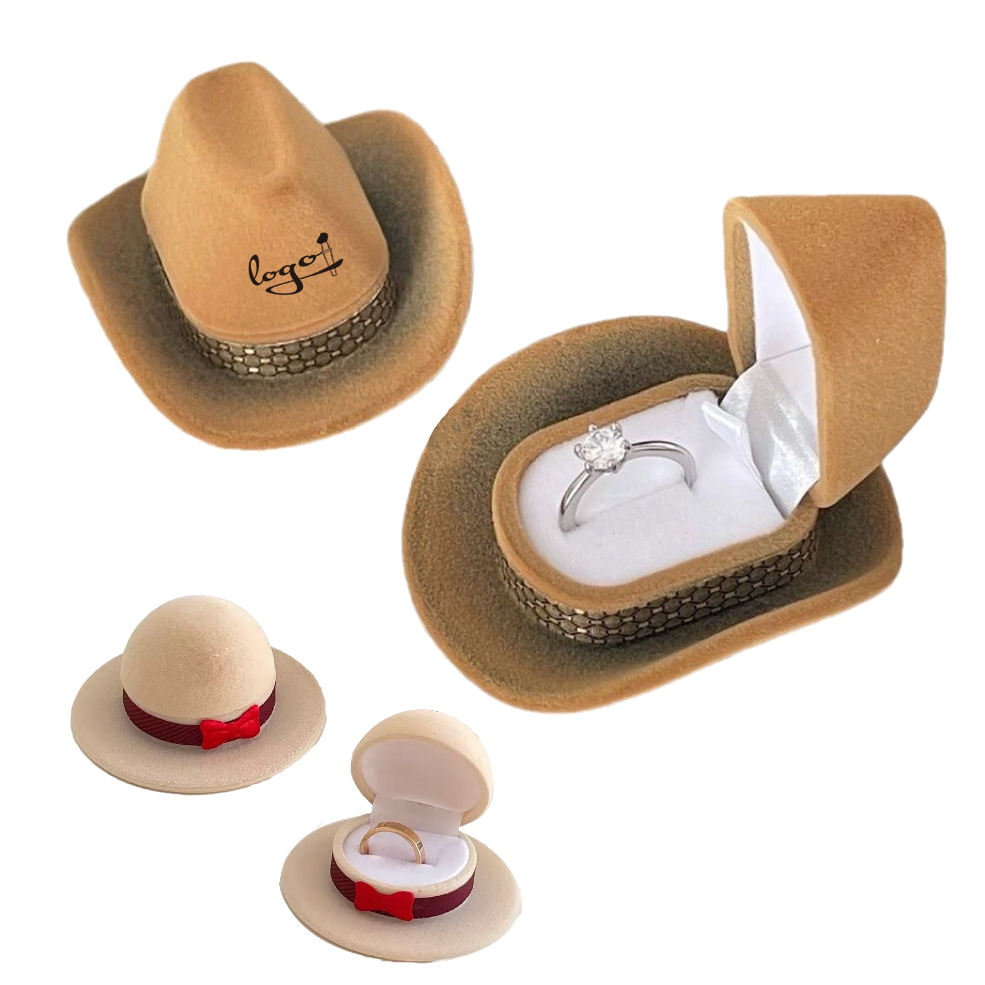Western Cowboy Hat Velvet Ring Presentation Box 4