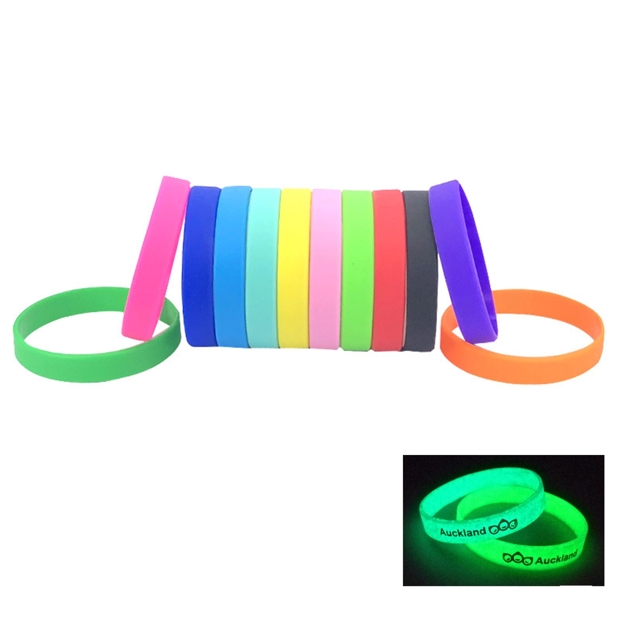 8" Glow in the Dark Silicone Wristband