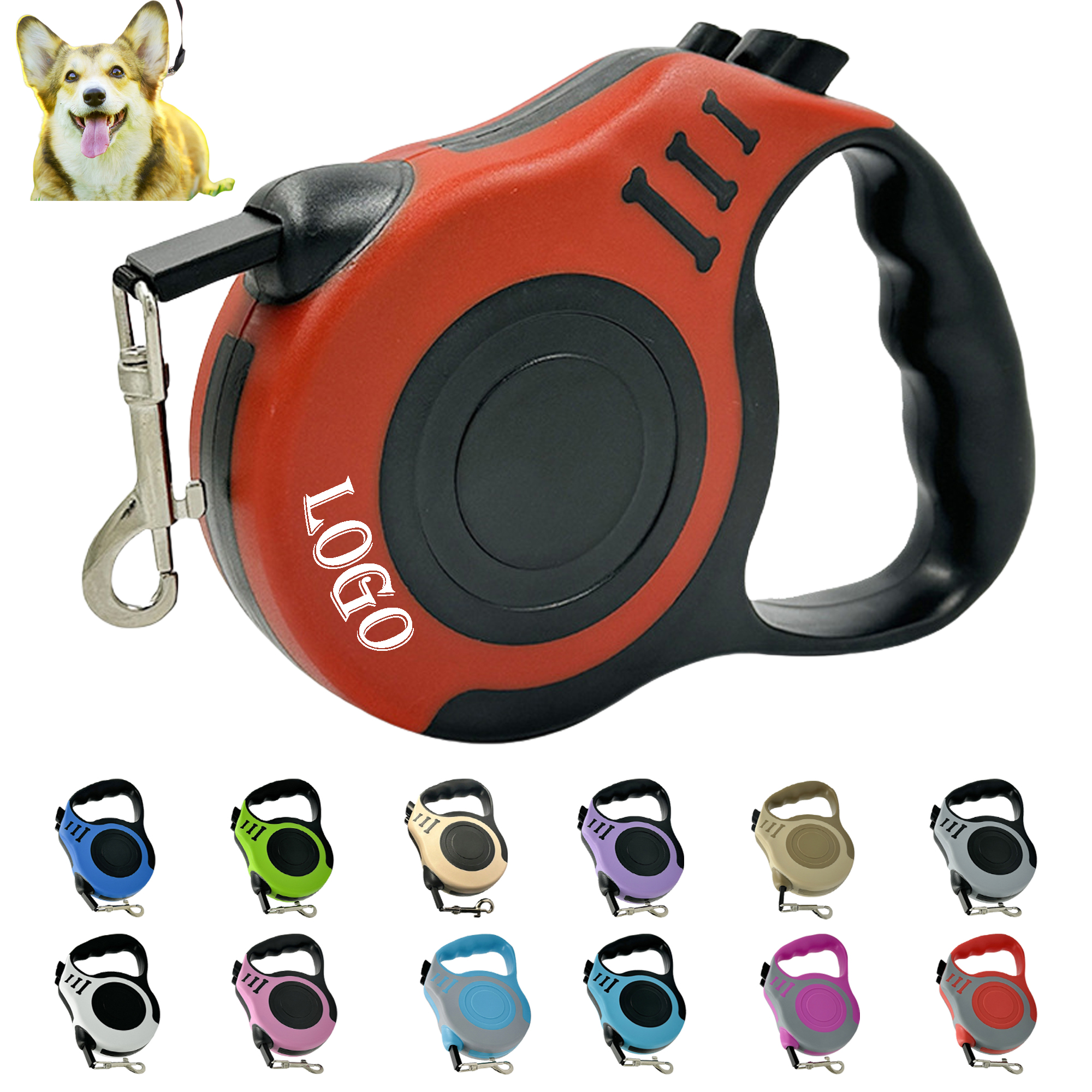 ?Multi-Functional Dog Leash| ABS+ Nylon Retractable 10ft/16ft & ?Ergonomic Design 7