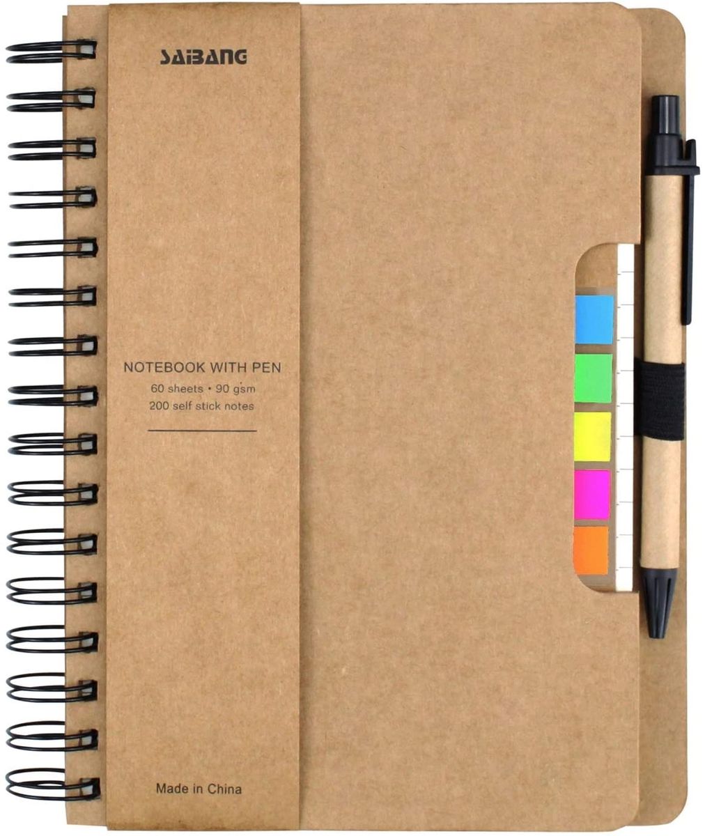 Spiral Notebook Business Notepad with Sticky Notes