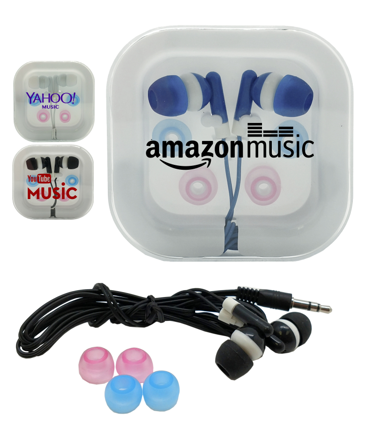 Earphones with Case & Interchangeable Earbuds