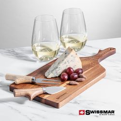 Swissmar Paddle Board & 2 Boston Stemless Wine