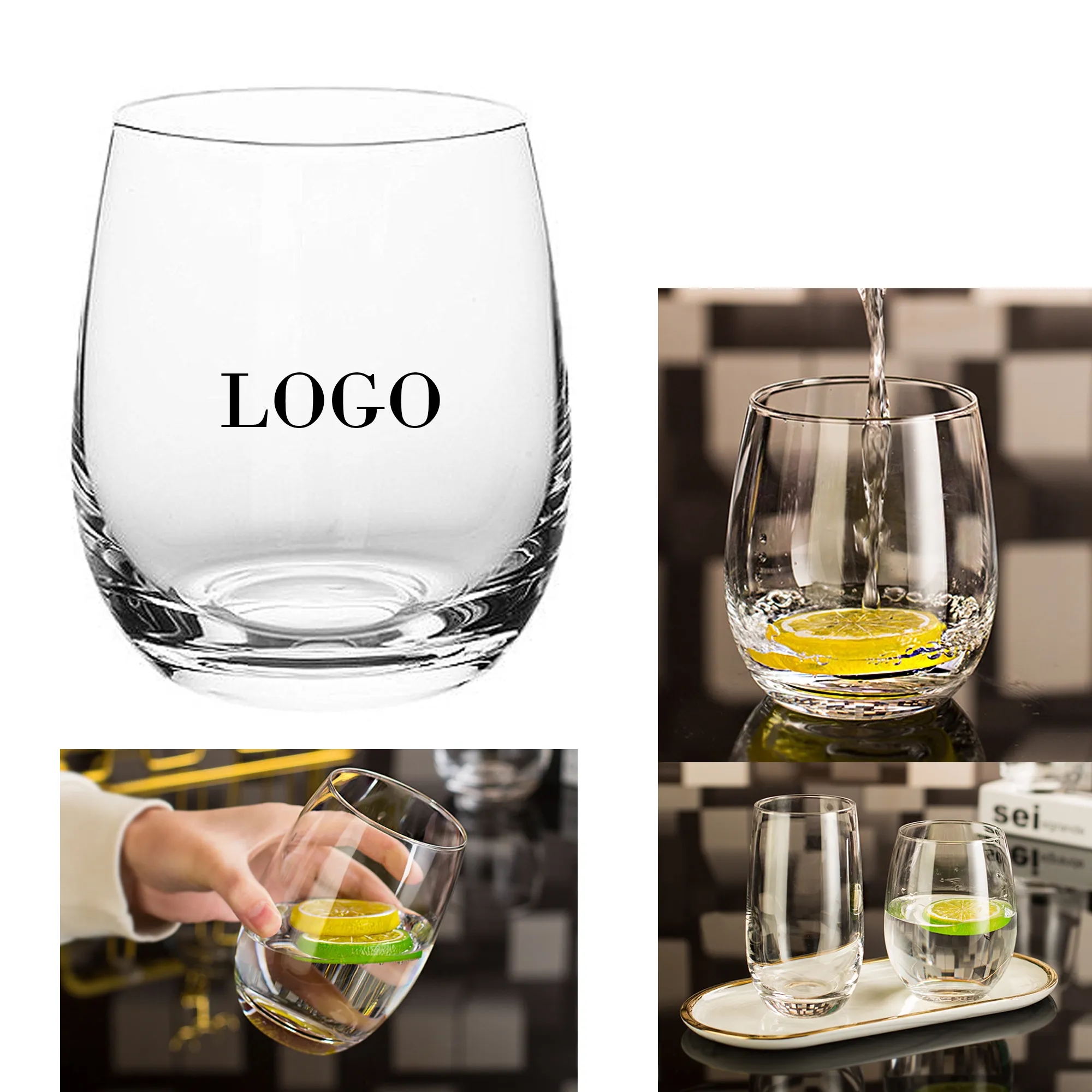 Eggshell Type Stemless Wine Glass 6