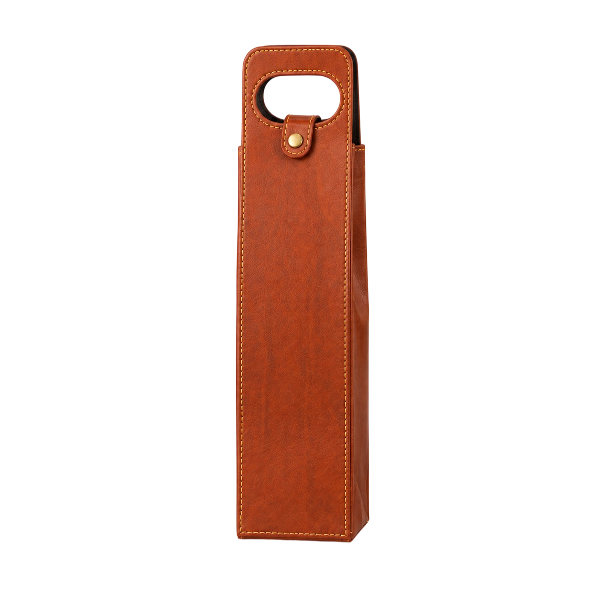PU Faux Leather Single Bottle Wine Carrier With Handle 3