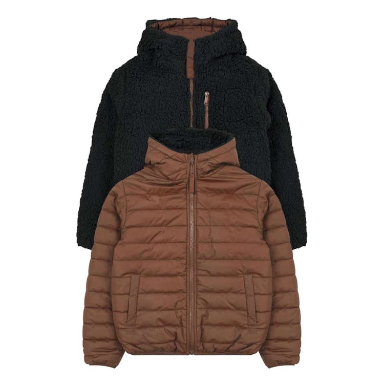 Boys' Sherpa Lined Reversible Jacket - Brown Size 8-16 3