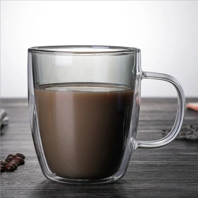 12 Oz Colored Double Walled Glass Coffee Mugs 8