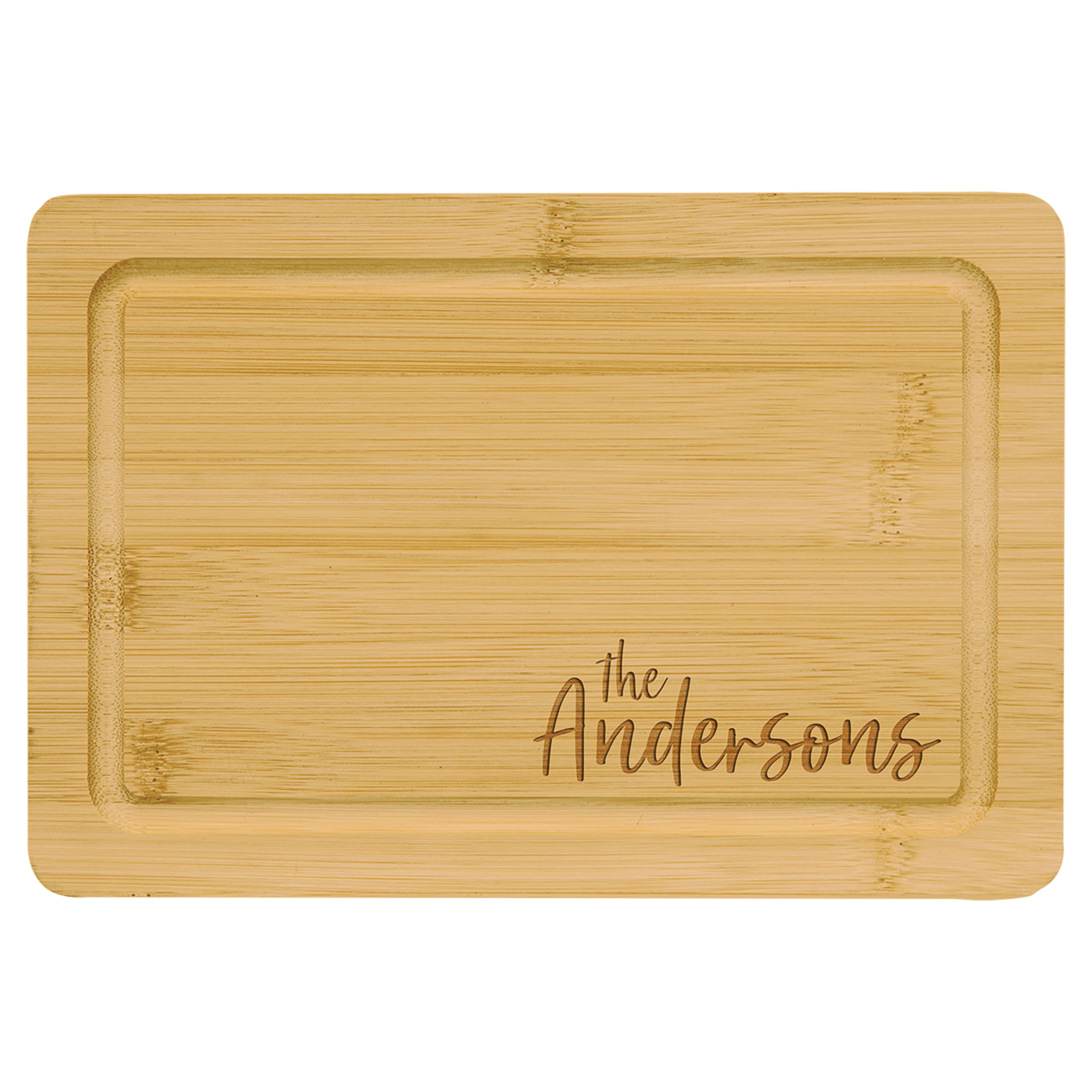 9" x 6" Multi Brown Bamboo Cutting Board with Drip Ring