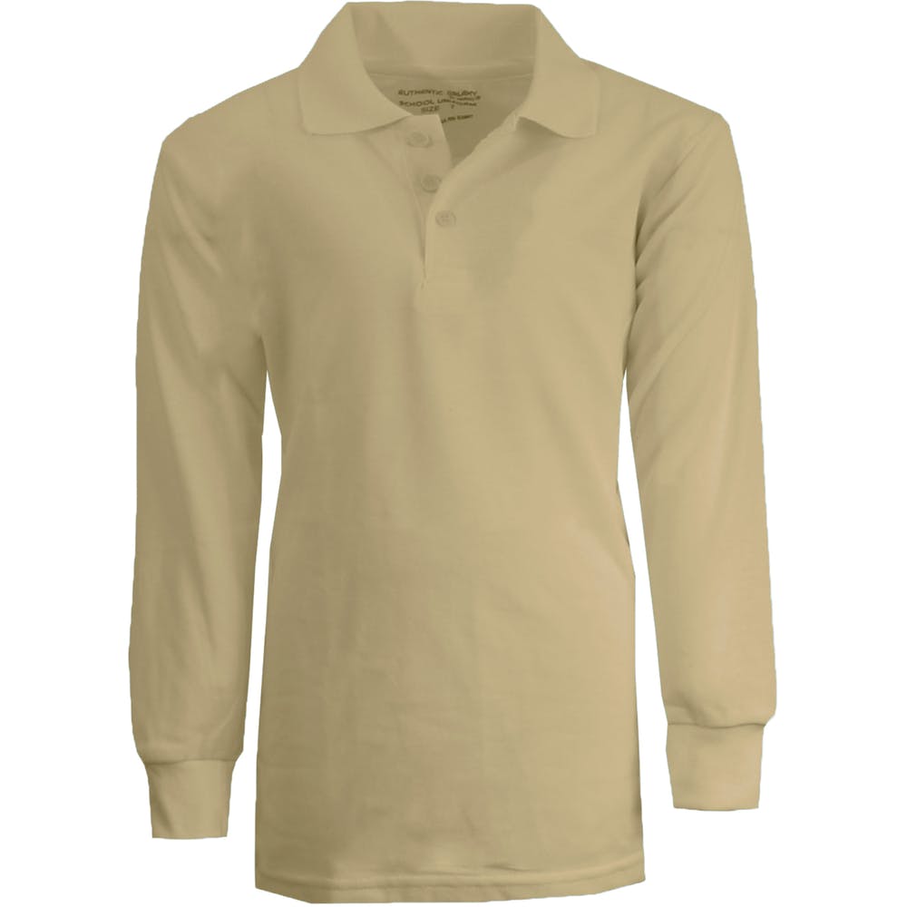 Boys' Uniform Polo Shirts - Sizes 4 - 7 Khaki Long Sleeve 3