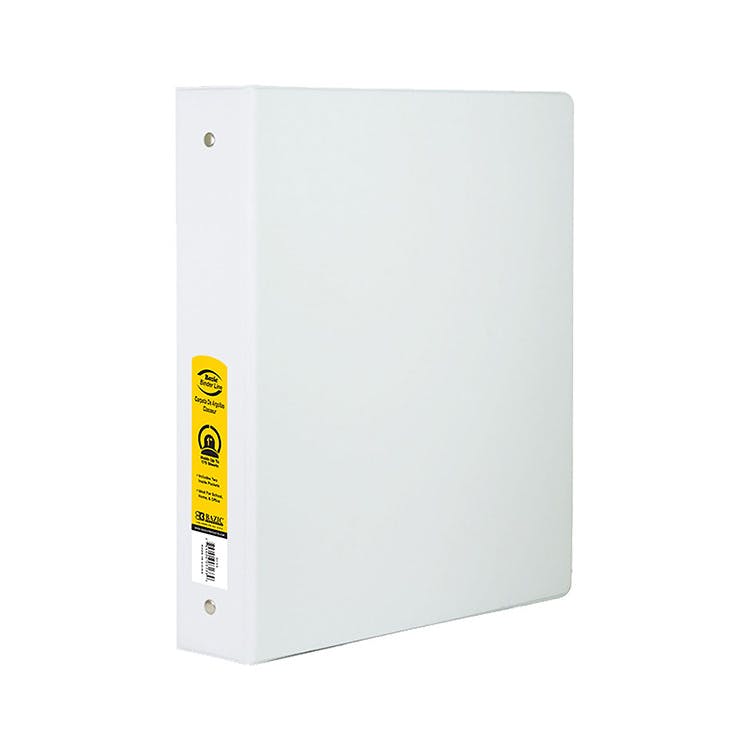 1" 3-Ring Binders - White 2 Pockets 3