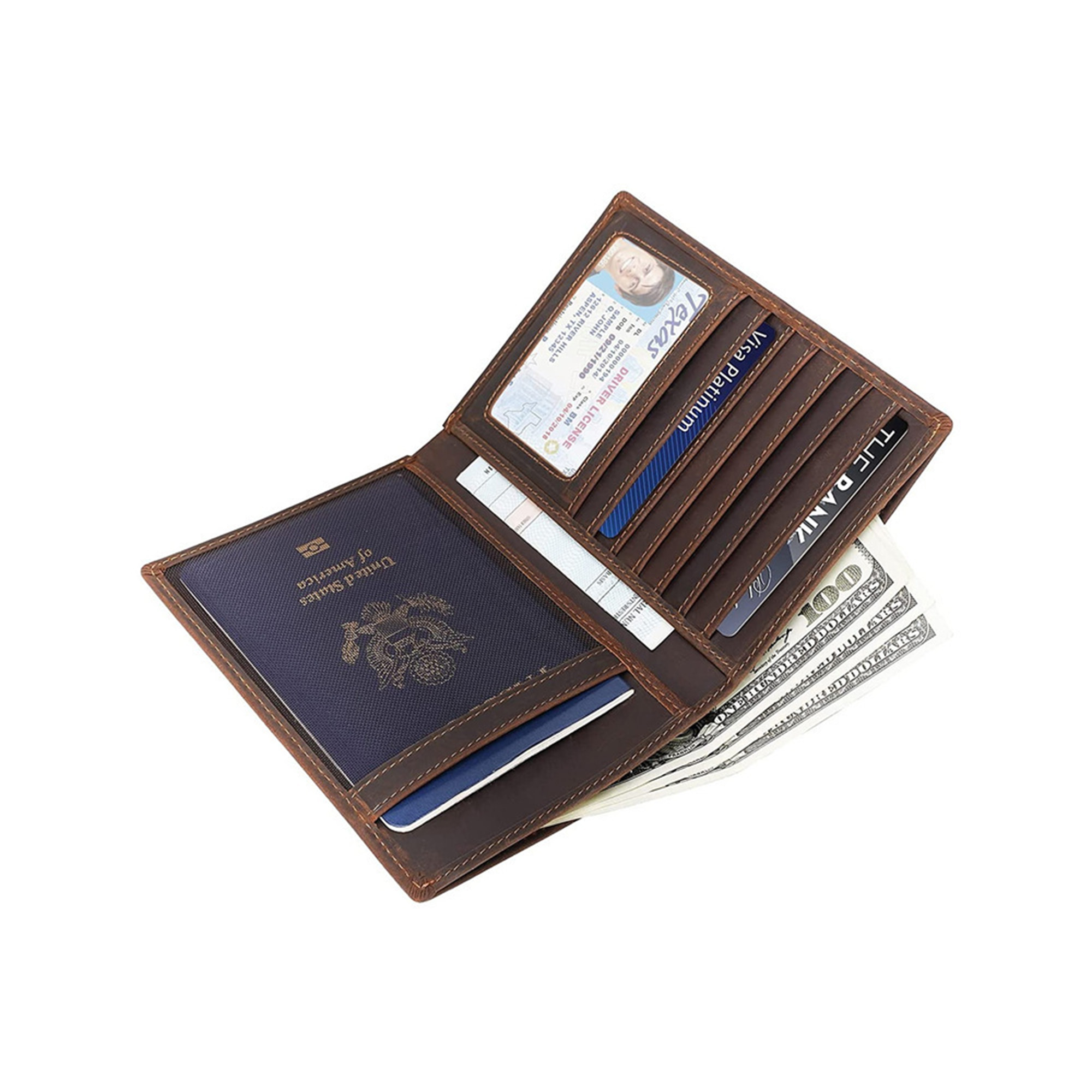 Cowhide Retro Passport Holder 7
