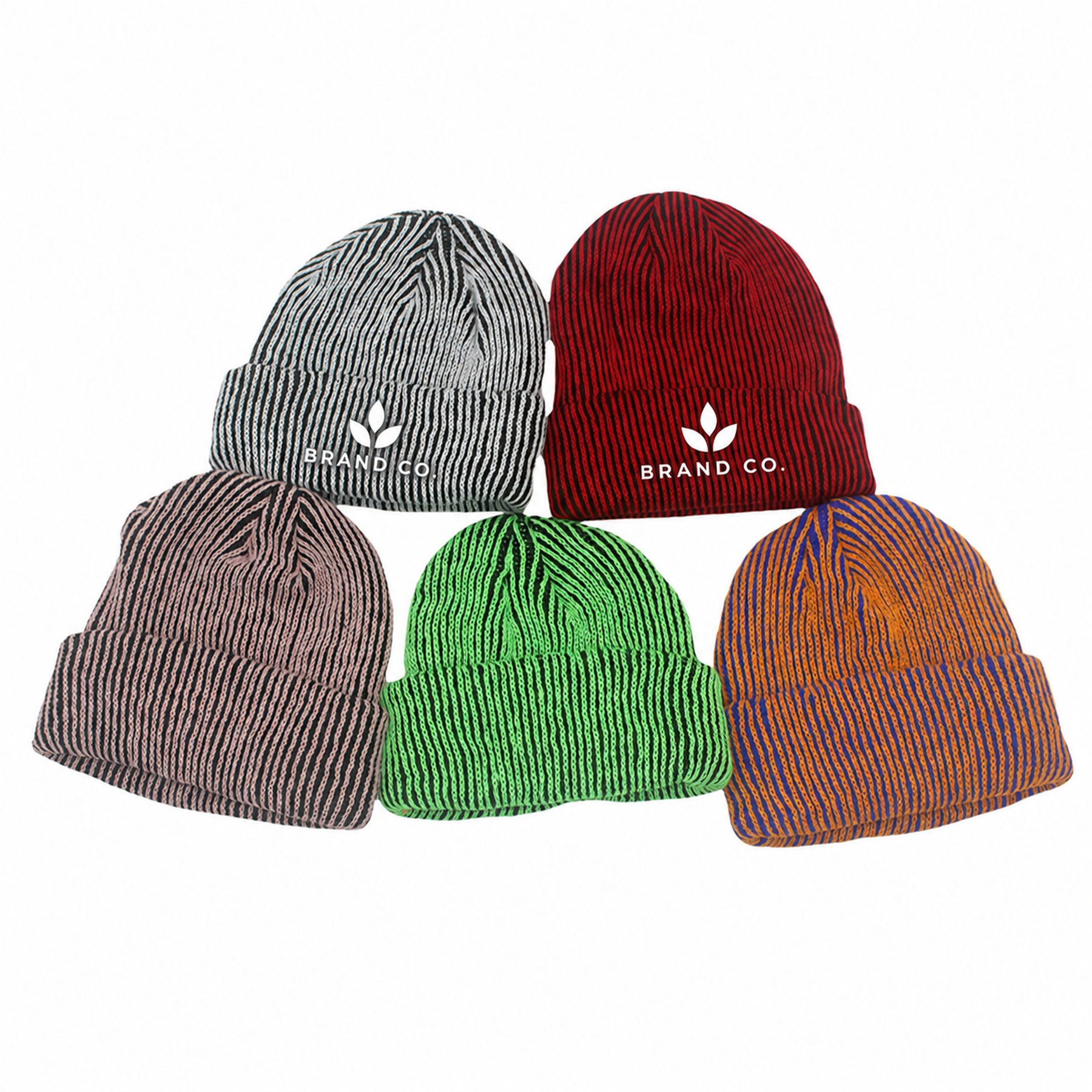 Unisex Casual Striped Knitted Cuff Beanie