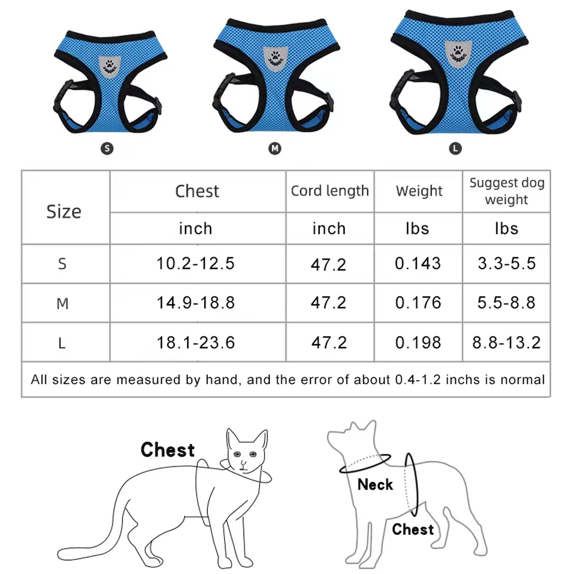 No Choke Reflective Pet Vest Harnesses With Leash 18