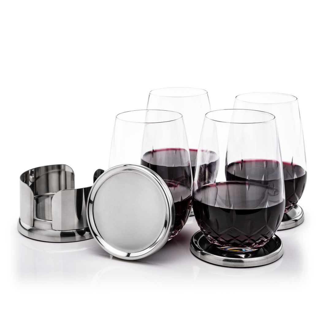 Baldoni Coasters & Templeton Stemless Wine Set