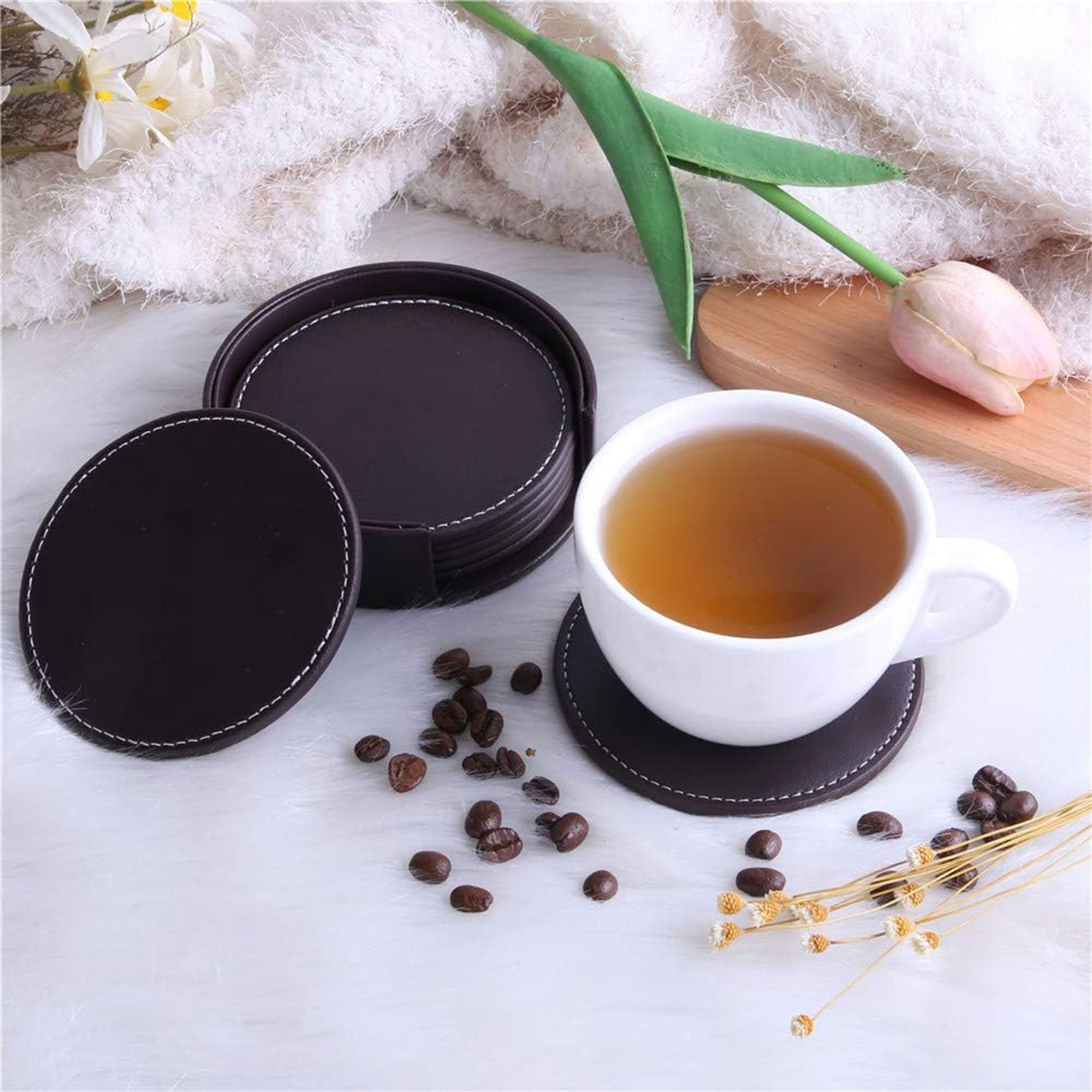 PU Leather Drink Coasters 6