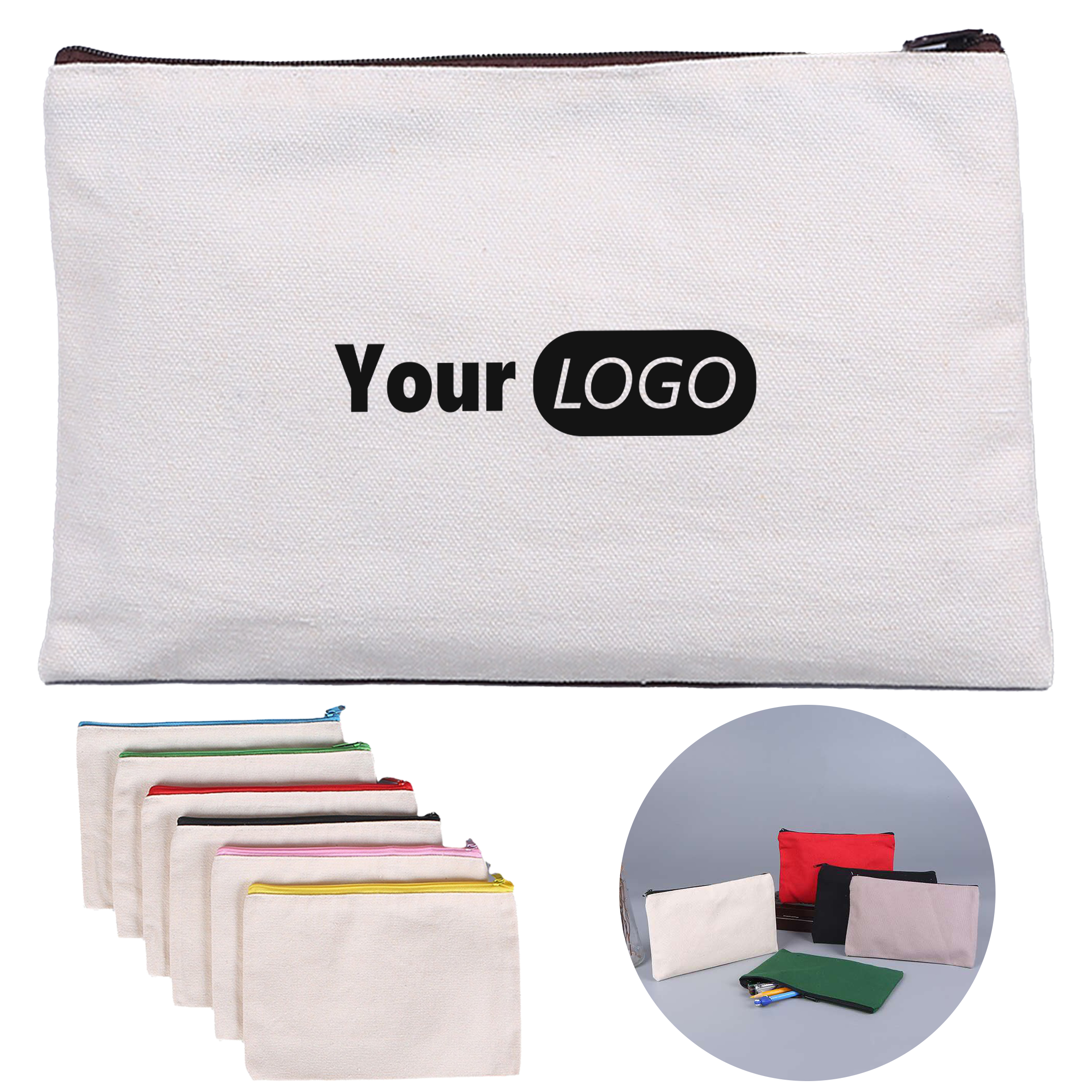 Canvas Blank Customizable Zipper Bag 6