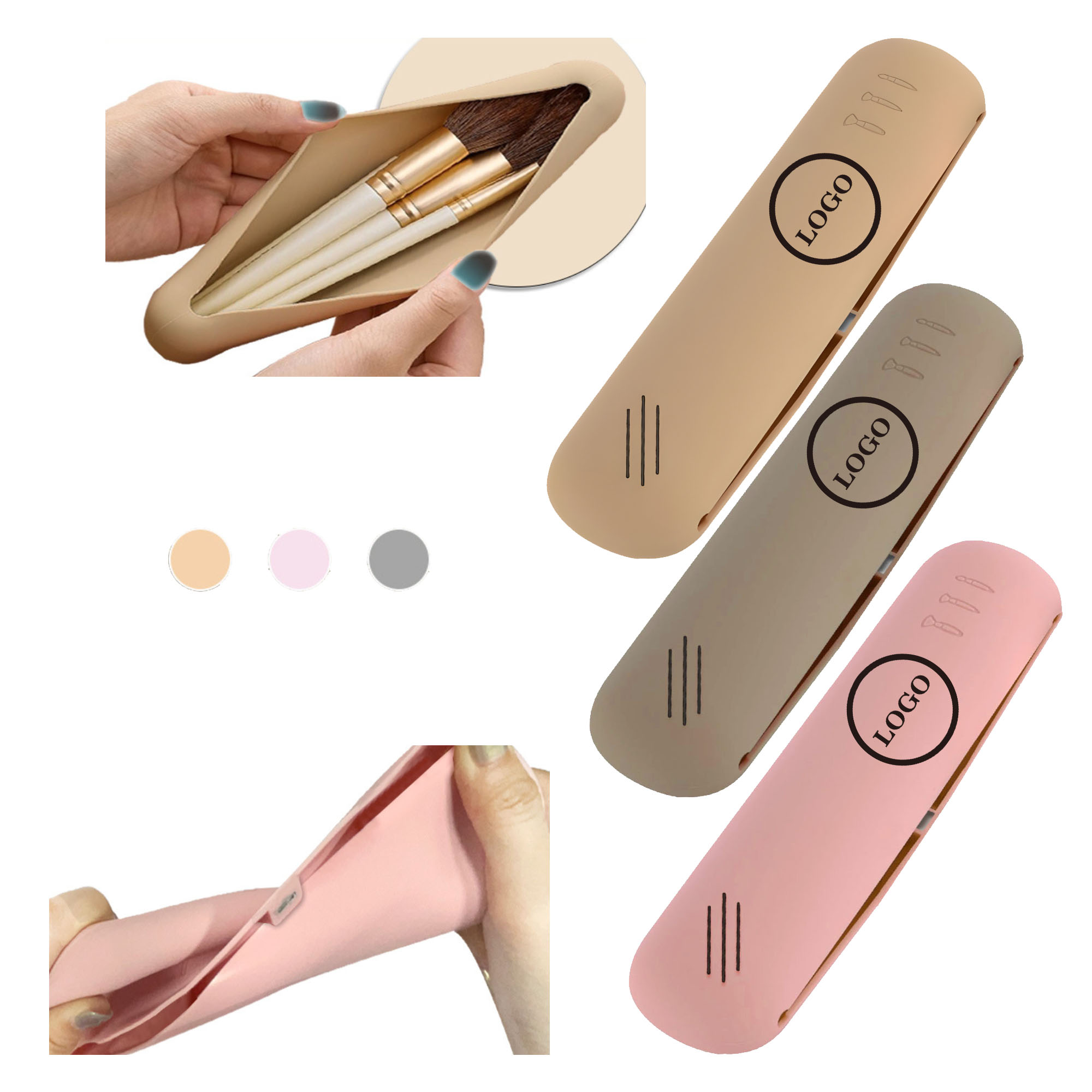 MOQ50 Silicone Portable Makeup Brush Storage Bag 4